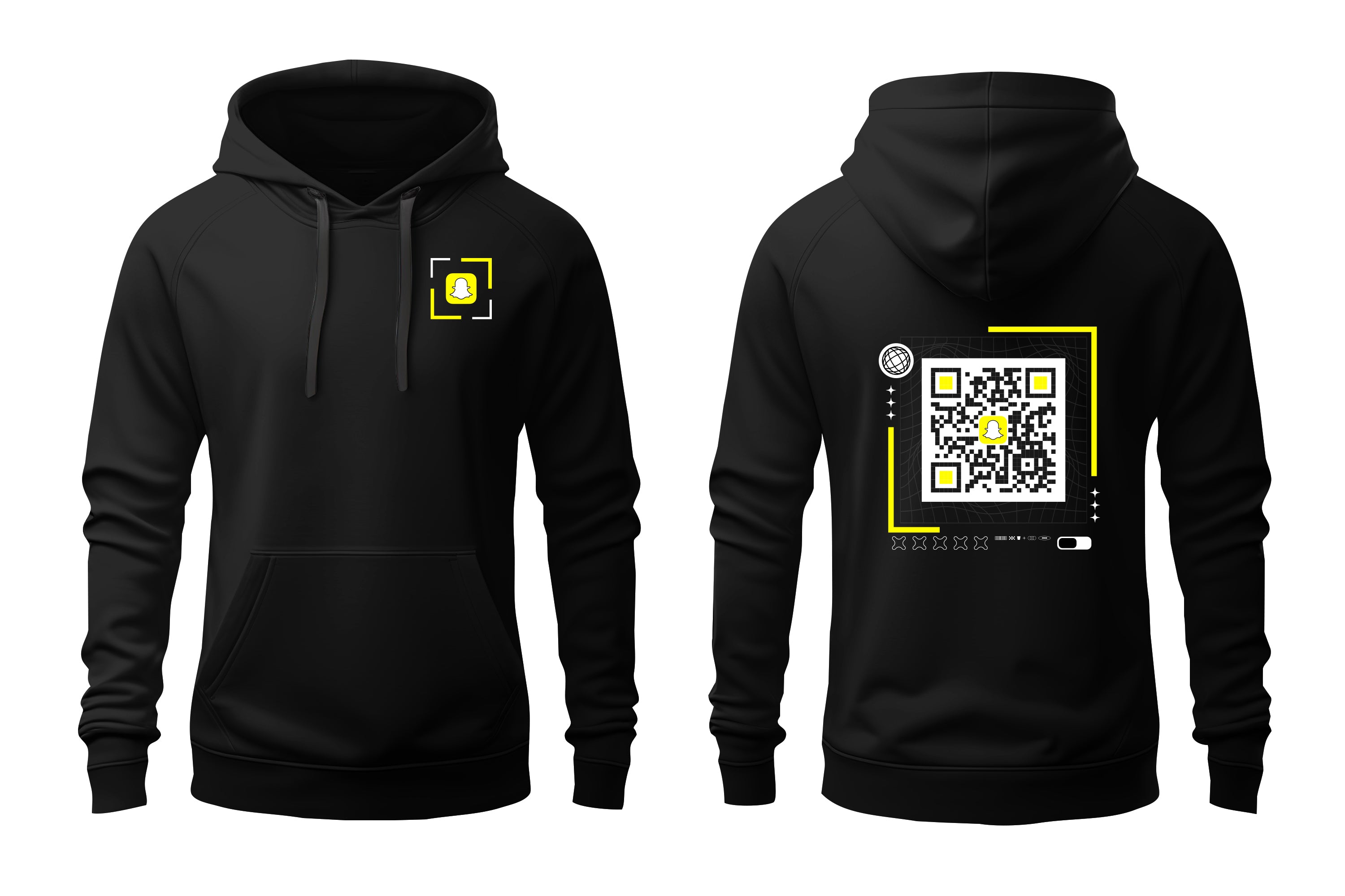 Black QR Code Social Media Hoodie-Custom QR code candles, updatable QR code candles for gifting, personalized candles with QR codes, scented candles with scannable QR codes, QR code candles for playlists and messages, custom QR code necklaces, personalized QR code jewelry, updatable QR code pendants, QR code necklaces for sharing memories, elegant QR code necklace gifts, custom QR code shorts, personalized activewear with QR codes, updatable QR code athletic shorts, QR code apparel for personal expression, 