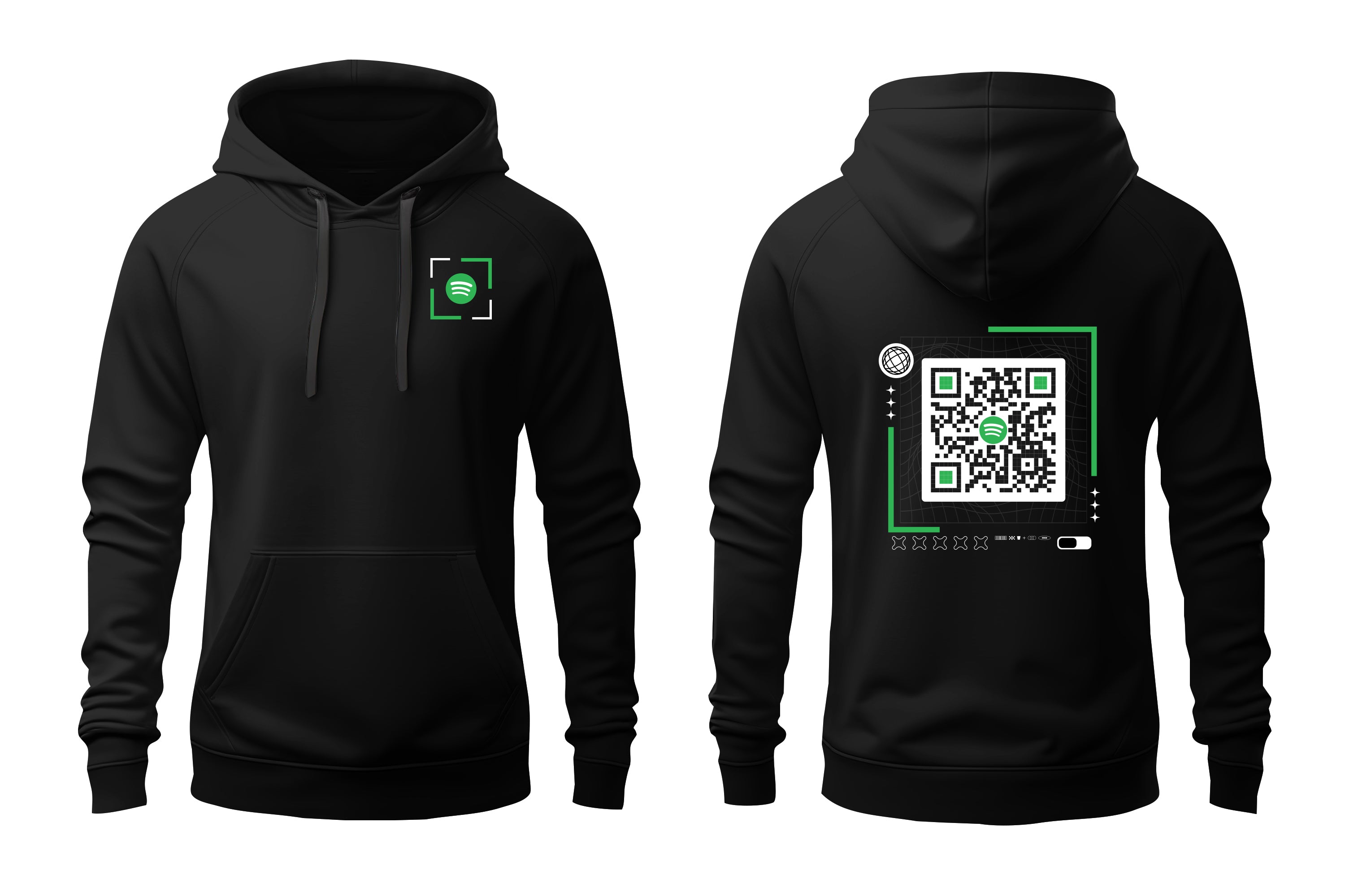 Black QR Code Social Media Hoodie-Custom QR code candles, updatable QR code candles for gifting, personalized candles with QR codes, scented candles with scannable QR codes, QR code candles for playlists and messages, custom QR code necklaces, personalized QR code jewelry, updatable QR code pendants, QR code necklaces for sharing memories, elegant QR code necklace gifts, custom QR code shorts, personalized activewear with QR codes, updatable QR code athletic shorts, QR code apparel for personal expression, 