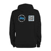 Black QR Hoodie from RESHRD Roar collection with Back White & Light Blue design