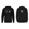 Black QR Hoodie from RESHRD Roar collection with Front & Back Black & Light Blue design