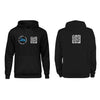 Black QR Hoodie from RESHRD Roar collection with Front & Back Black & White design