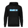 Black QR Hoodie from RESHRD Stripe collection with Front White & Light Blue design