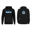 Black QR Hoodie from RESHRD Stripe collection with Front & Back White & Light Blue design