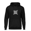 Black QR Streetwear Hoodie from RESHRD Scanner Collection with Front Central Design