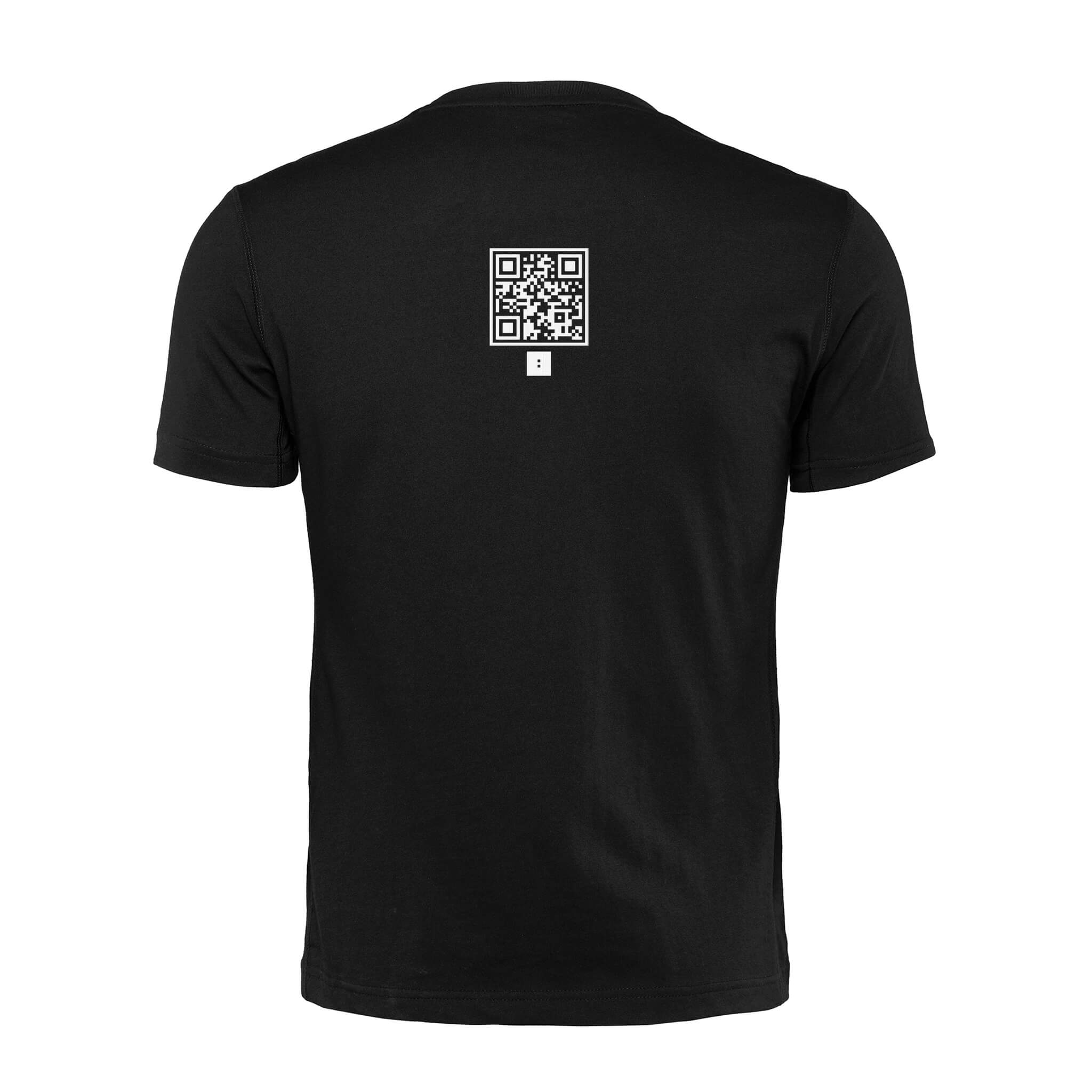 Black QR Streetwear T-Shirt from RESHRD Explorer Collection with Back Central Emblem