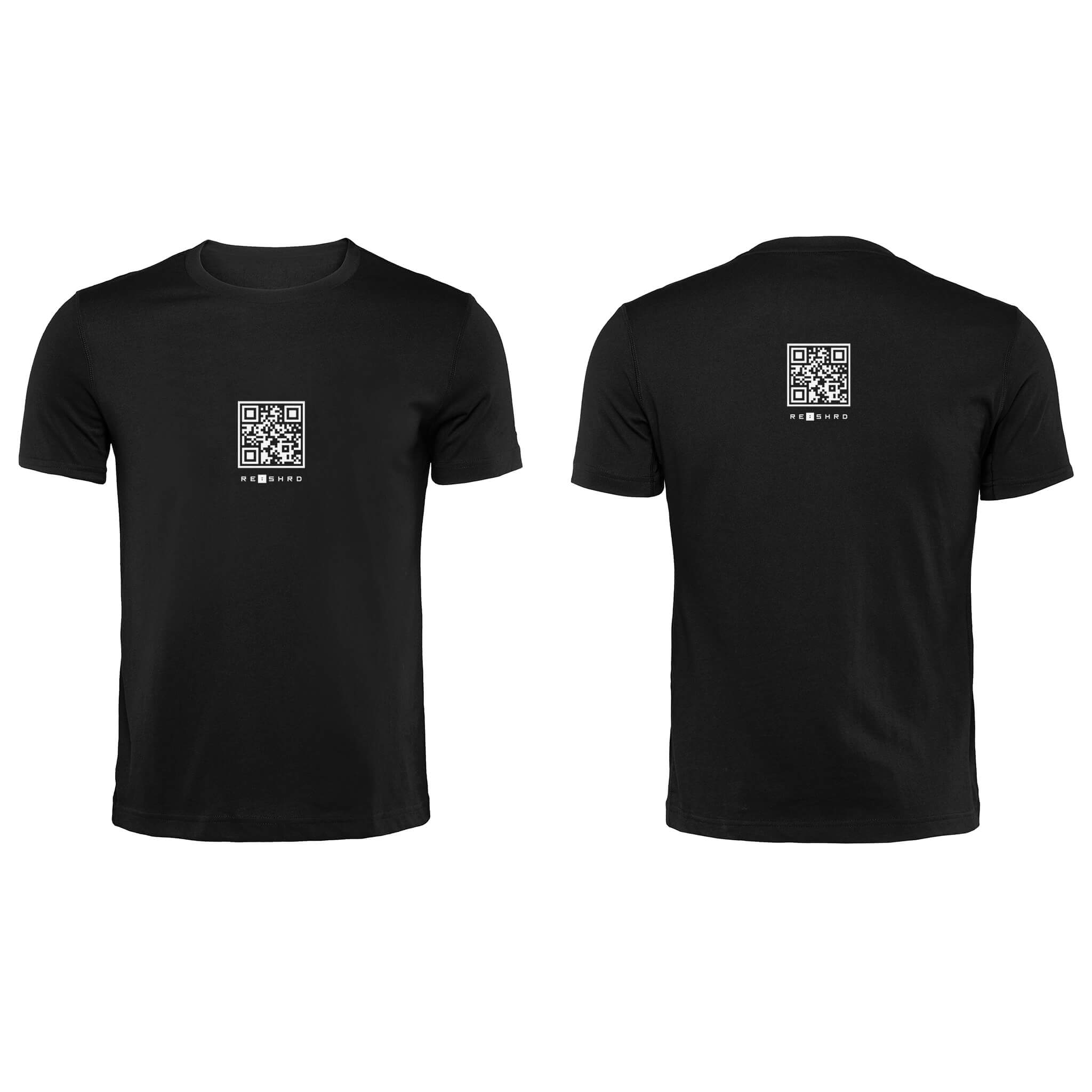 Black QR Streetwear T-Shirt from RESHRD Explorer Collection with Front & Back Central Logo