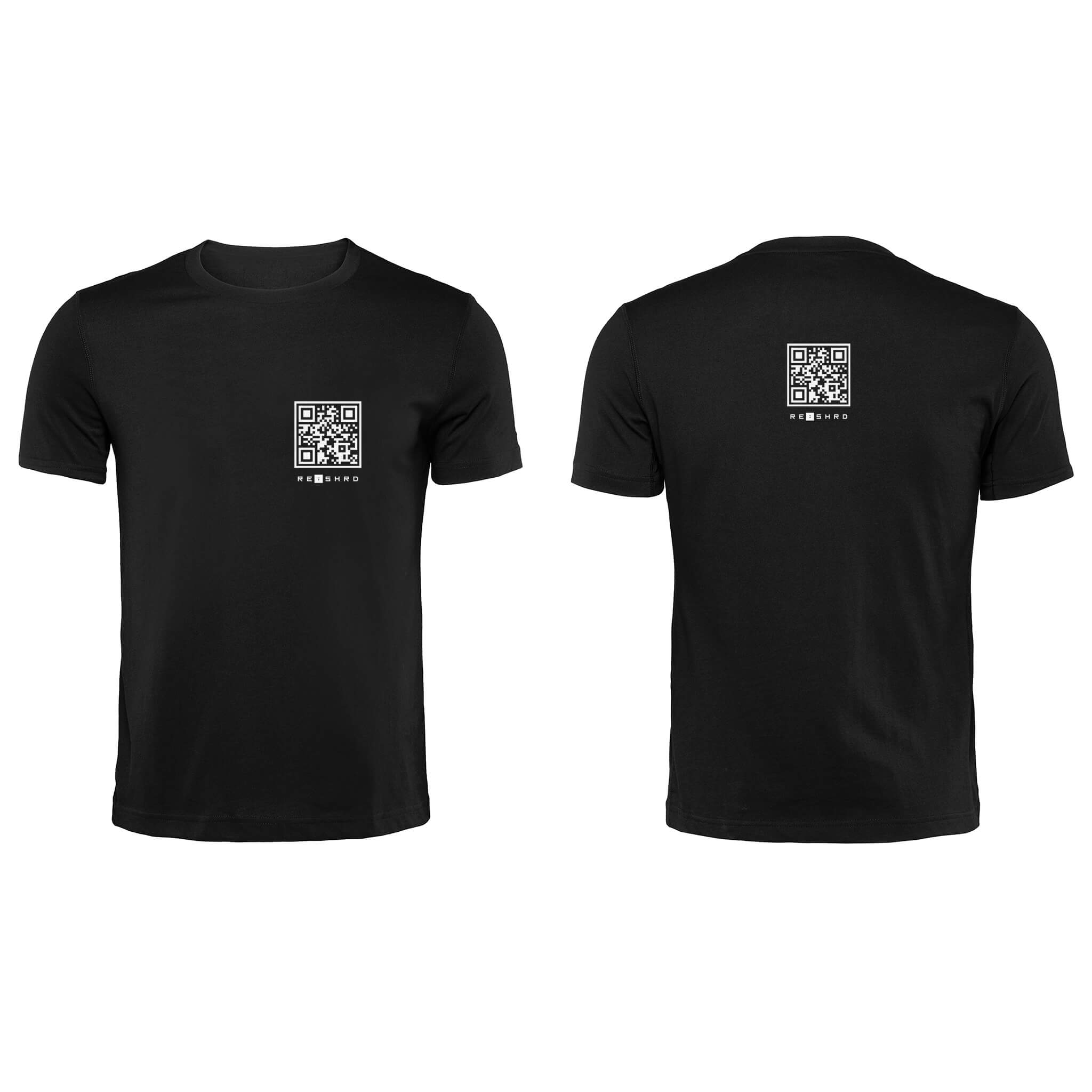 Black QR Streetwear T-Shirt from RESHRD Explorer Collection with Front & Back Chest Logo