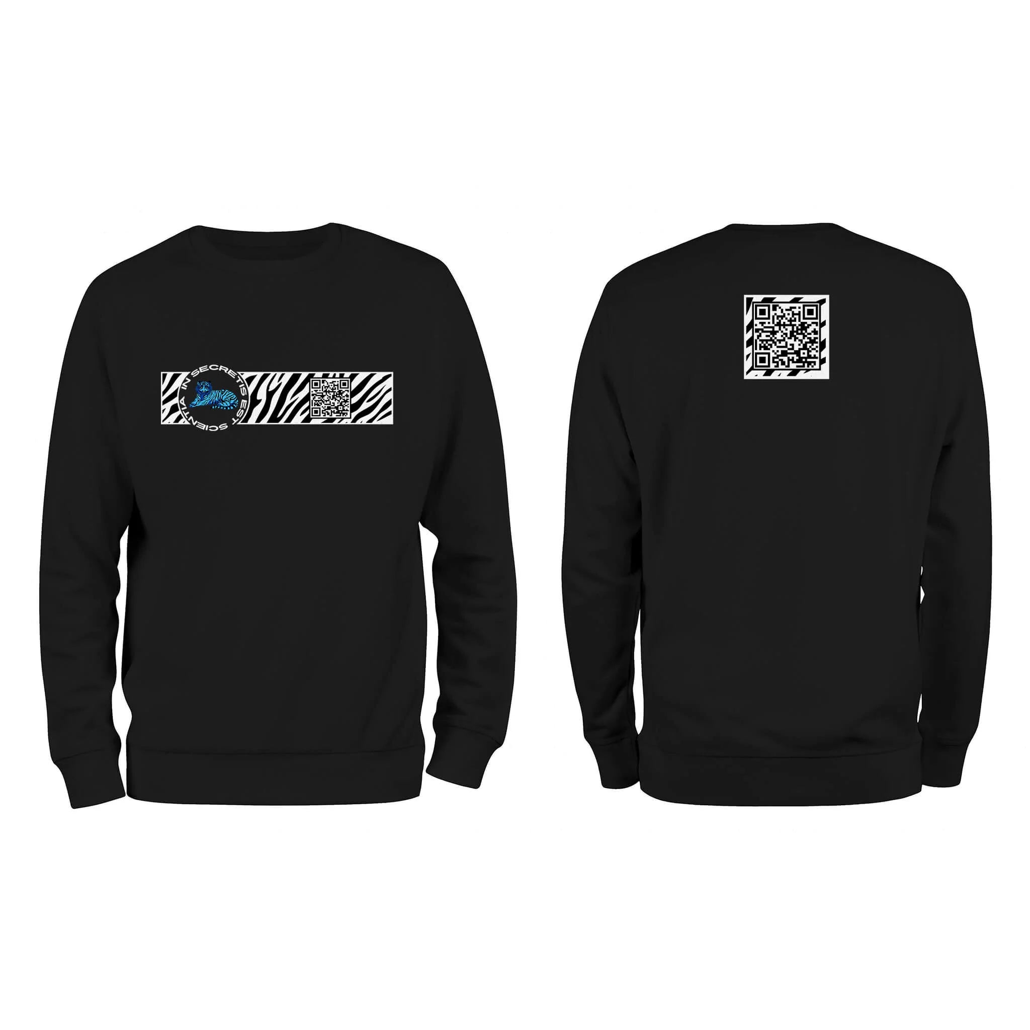 Black QR Sweatshirt from RESHRD Camouflage collection with Front & Back Black & White design