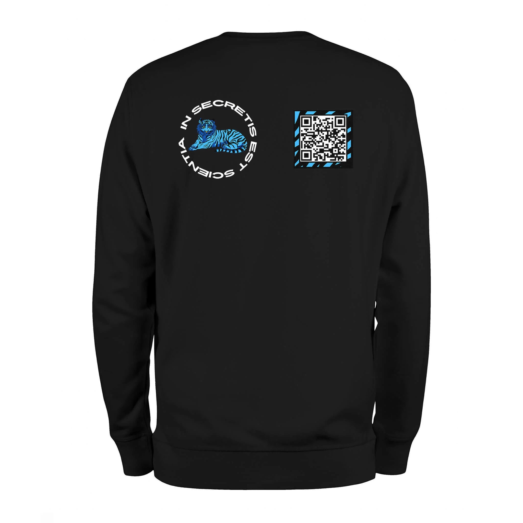 Black QR Sweatshirt-Custom QR code candles, updatable QR code candles for gifting, personalized candles with QR codes, scented candles with scannable QR codes, QR code candles for playlists and messages, custom QR code necklaces, personalized QR code jewelry, updatable QR code pendants, QR code necklaces for sharing memories, elegant QR code necklace gifts, custom QR code shorts, personalized activewear with QR codes, updatable QR code athletic shorts, QR code apparel for personal expression, trendy shorts 