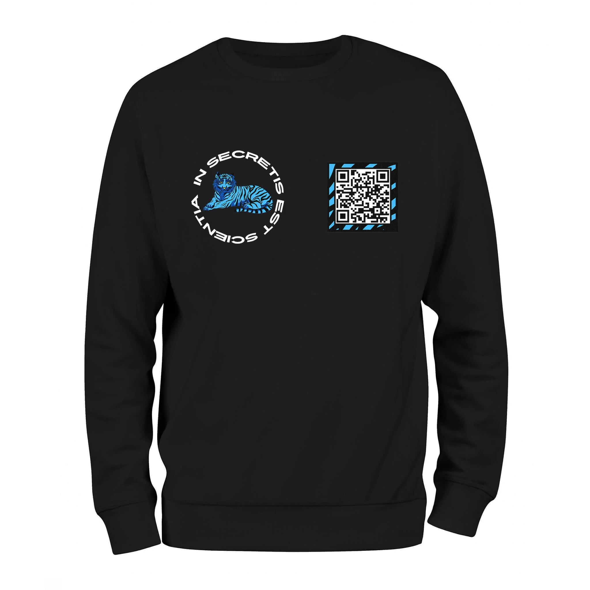 Black QR Sweatshirt-Custom QR code candles, updatable QR code candles for gifting, personalized candles with QR codes, scented candles with scannable QR codes, QR code candles for playlists and messages, custom QR code necklaces, personalized QR code jewelry, updatable QR code pendants, QR code necklaces for sharing memories, elegant QR code necklace gifts, custom QR code shorts, personalized activewear with QR codes, updatable QR code athletic shorts, QR code apparel for personal expression, trendy shorts 