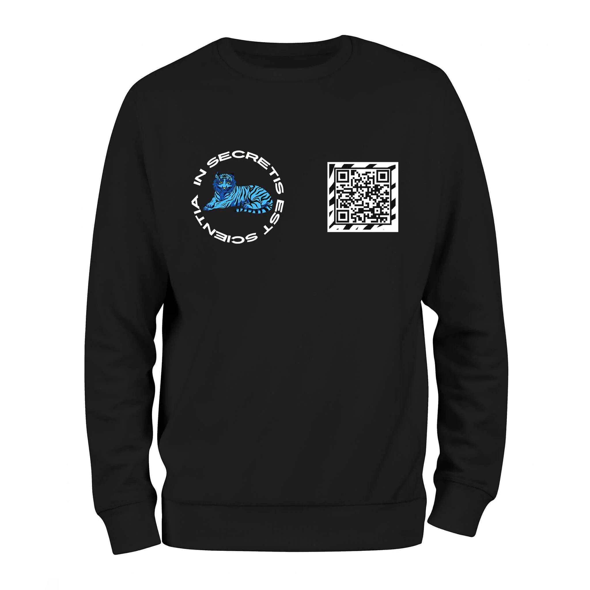 Black QR Sweatshirt-Custom QR code candles, updatable QR code candles for gifting, personalized candles with QR codes, scented candles with scannable QR codes, QR code candles for playlists and messages, custom QR code necklaces, personalized QR code jewelry, updatable QR code pendants, QR code necklaces for sharing memories, elegant QR code necklace gifts, custom QR code shorts, personalized activewear with QR codes, updatable QR code athletic shorts, QR code apparel for personal expression, trendy shorts 