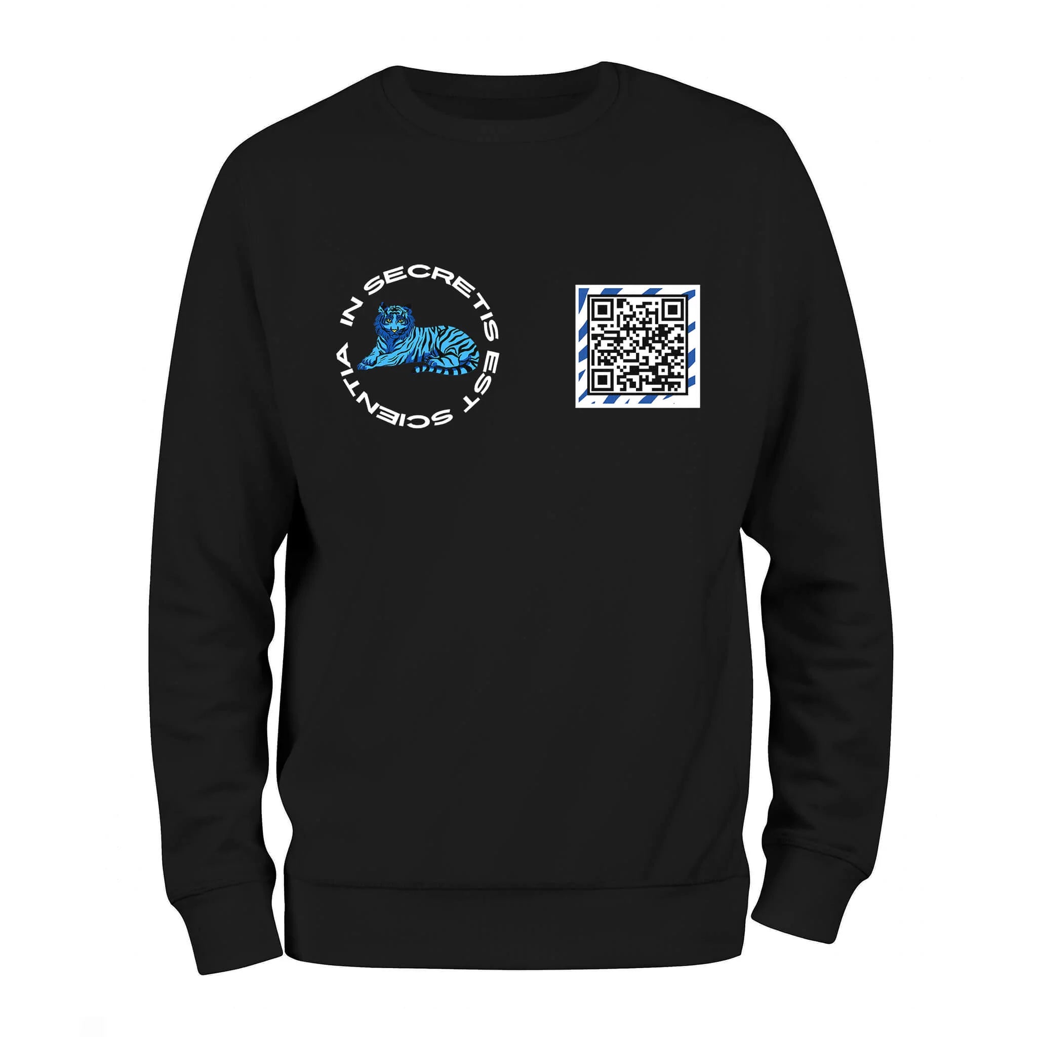 Black QR Sweatshirt-Custom QR code candles, updatable QR code candles for gifting, personalized candles with QR codes, scented candles with scannable QR codes, QR code candles for playlists and messages, custom QR code necklaces, personalized QR code jewelry, updatable QR code pendants, QR code necklaces for sharing memories, elegant QR code necklace gifts, custom QR code shorts, personalized activewear with QR codes, updatable QR code athletic shorts, QR code apparel for personal expression, trendy shorts 