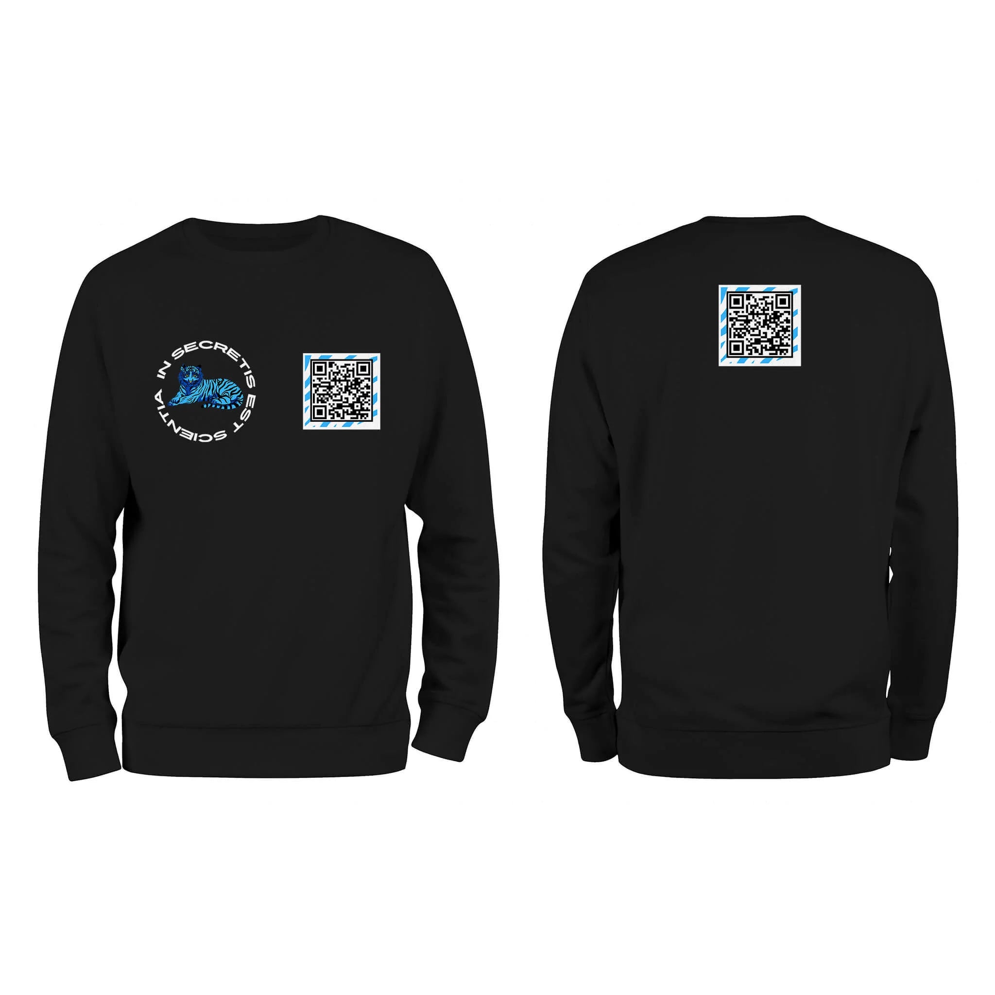 Black QR Sweatshirt-Custom QR code candles, updatable QR code candles for gifting, personalized candles with QR codes, scented candles with scannable QR codes, QR code candles for playlists and messages, custom QR code necklaces, personalized QR code jewelry, updatable QR code pendants, QR code necklaces for sharing memories, elegant QR code necklace gifts, custom QR code shorts, personalized activewear with QR codes, updatable QR code athletic shorts, QR code apparel for personal expression, trendy shorts 