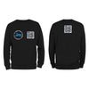 Black QR Sweatshirt-Custom QR code candles, updatable QR code candles for gifting, personalized candles with QR codes, scented candles with scannable QR codes, QR code candles for playlists and messages, custom QR code necklaces, personalized QR code jewelry, updatable QR code pendants, QR code necklaces for sharing memories, elegant QR code necklace gifts, custom QR code shorts, personalized activewear with QR codes, updatable QR code athletic shorts, QR code apparel for personal expression, trendy shorts 