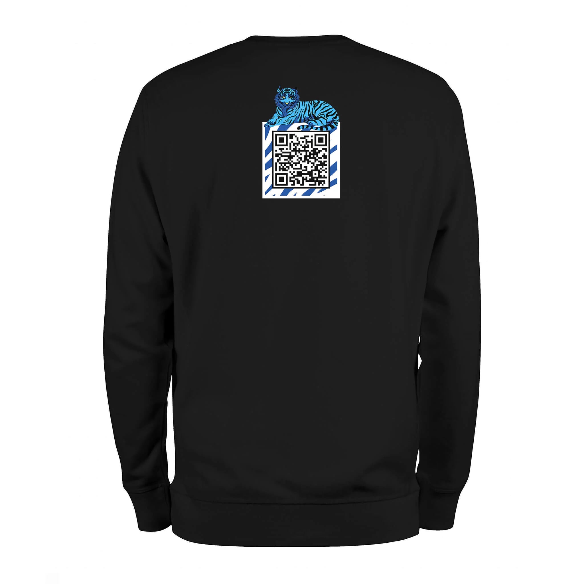 Black QR Sweatshirt from RESHRD Savannah collection with Back White & Navy Blue design