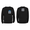 Black QR Sweatshirt from RESHRD Savannah collection with Front & Back White & Navy Blue design