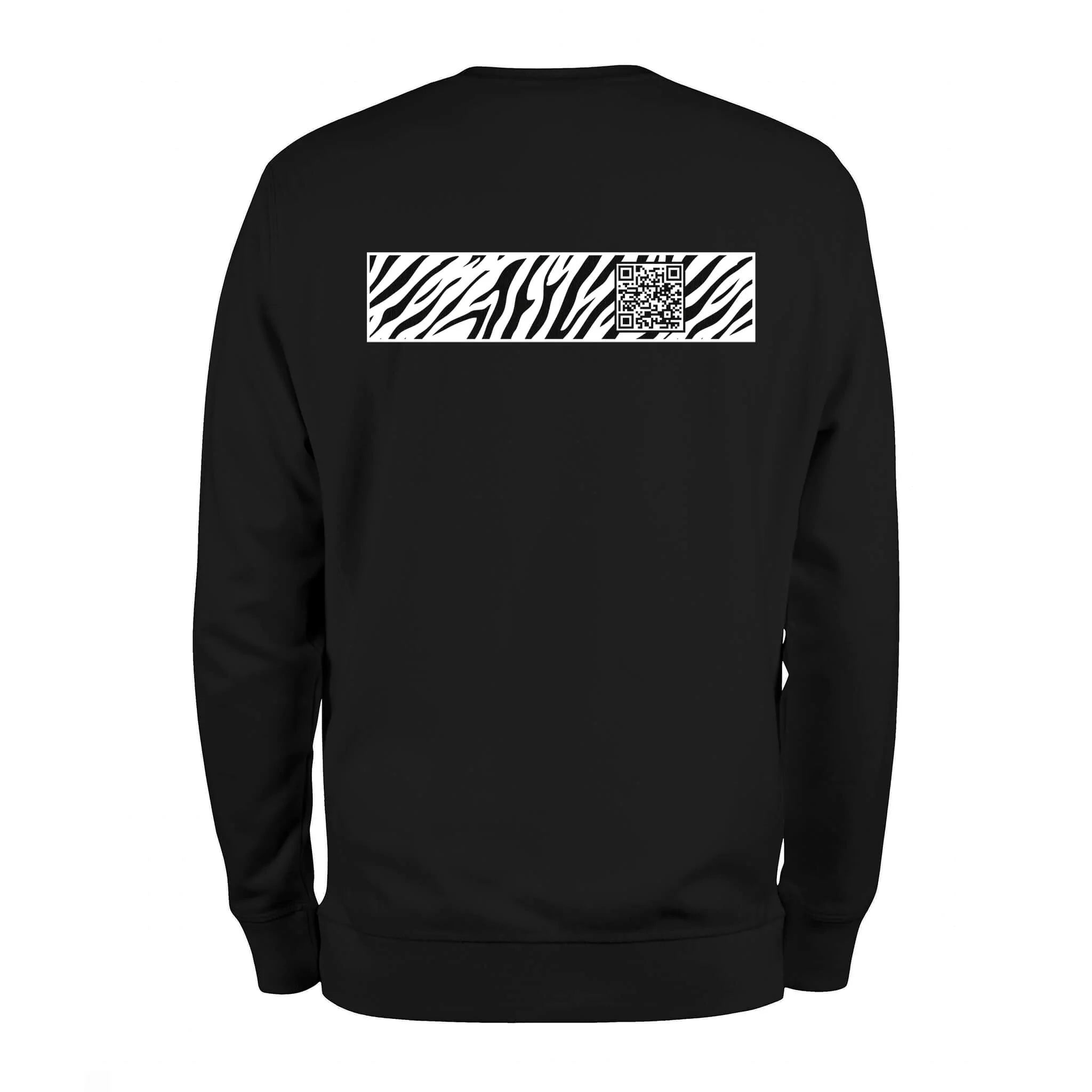 Black QR Sweatshirt-Custom QR code candles, updatable QR code candles for gifting, personalized candles with QR codes, scented candles with scannable QR codes, QR code candles for playlists and messages, custom QR code necklaces, personalized QR code jewelry, updatable QR code pendants, QR code necklaces for sharing memories, elegant QR code necklace gifts, custom QR code shorts, personalized activewear with QR codes, updatable QR code athletic shorts, QR code apparel for personal expression, trendy shorts 