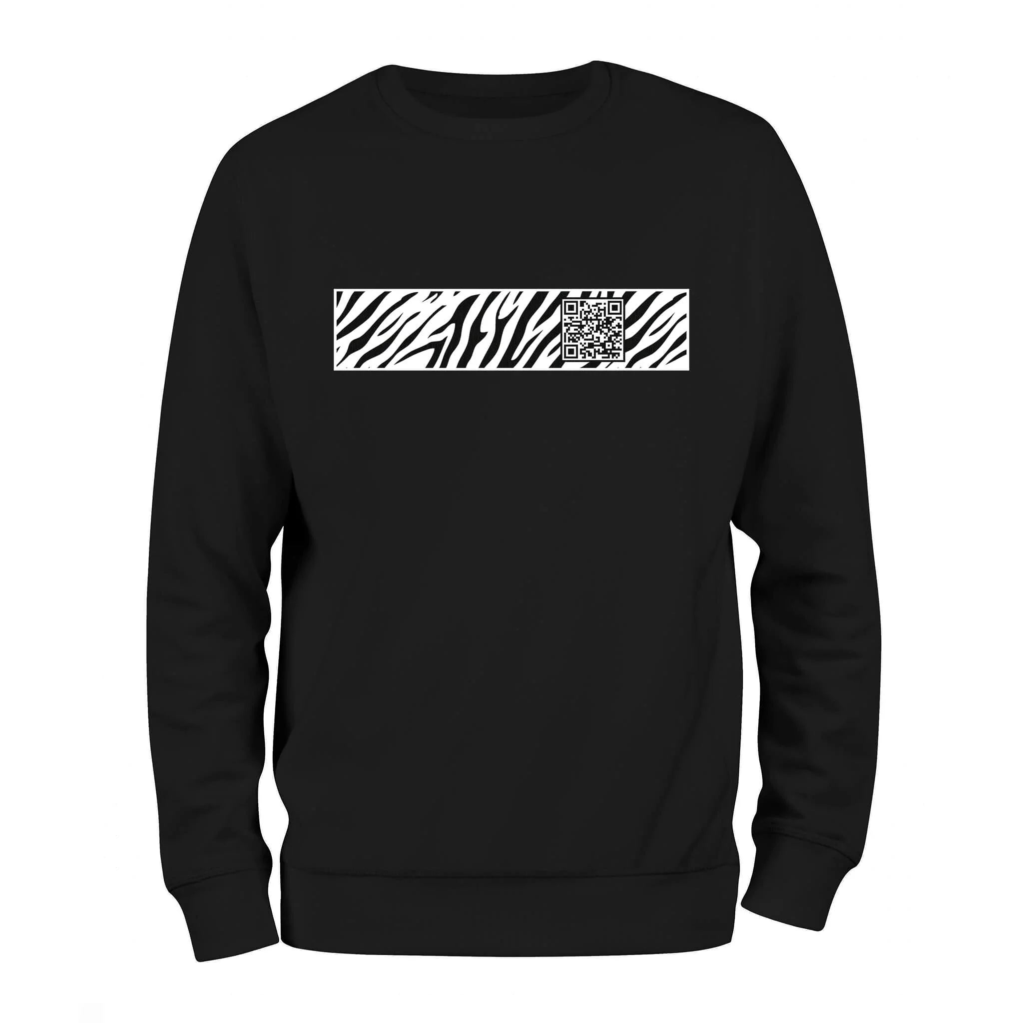 Black QR Sweatshirt-Custom QR code candles, updatable QR code candles for gifting, personalized candles with QR codes, scented candles with scannable QR codes, QR code candles for playlists and messages, custom QR code necklaces, personalized QR code jewelry, updatable QR code pendants, QR code necklaces for sharing memories, elegant QR code necklace gifts, custom QR code shorts, personalized activewear with QR codes, updatable QR code athletic shorts, QR code apparel for personal expression, trendy shorts 