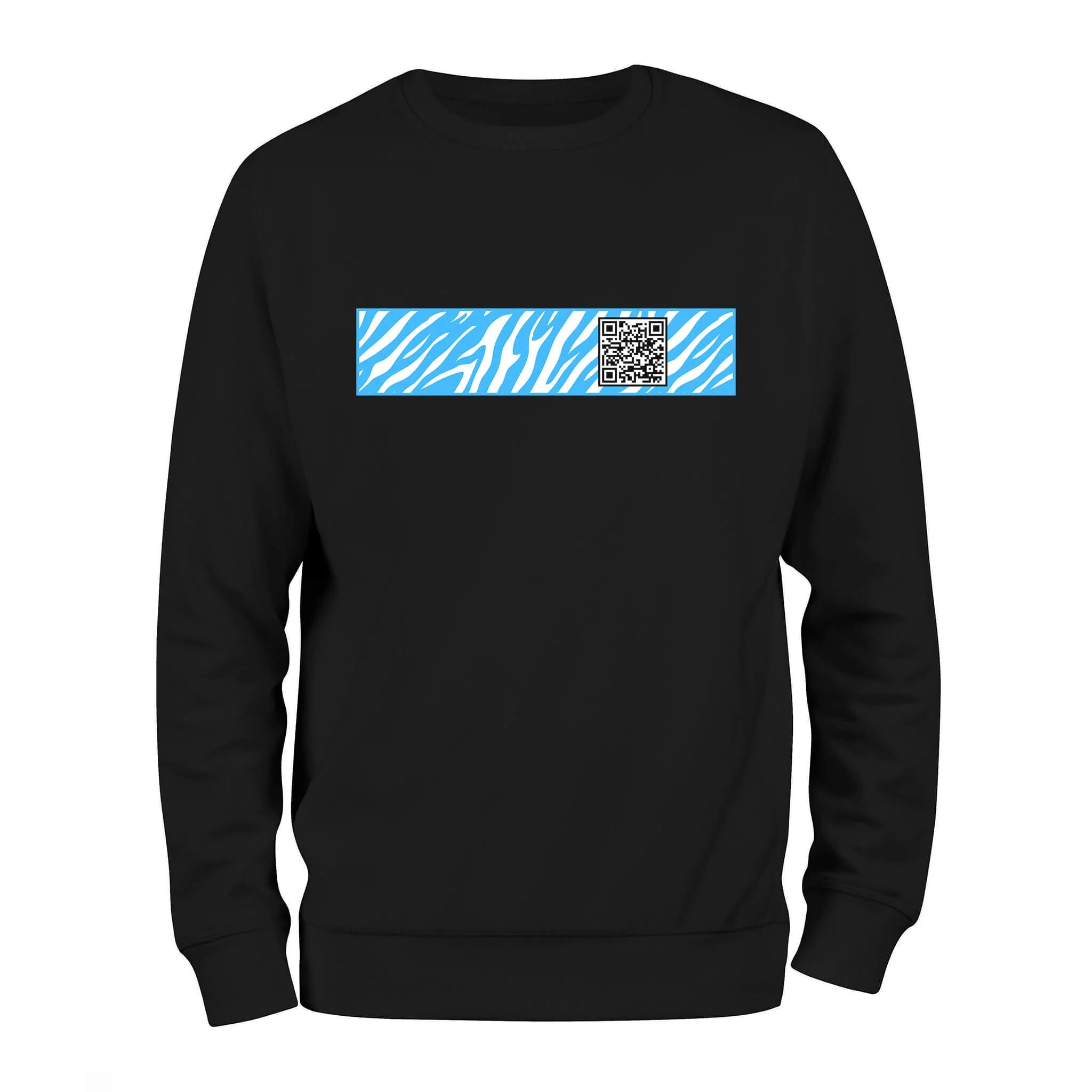 Black QR Sweatshirt-Custom QR code candles, updatable QR code candles for gifting, personalized candles with QR codes, scented candles with scannable QR codes, QR code candles for playlists and messages, custom QR code necklaces, personalized QR code jewelry, updatable QR code pendants, QR code necklaces for sharing memories, elegant QR code necklace gifts, custom QR code shorts, personalized activewear with QR codes, updatable QR code athletic shorts, QR code apparel for personal expression, trendy shorts 