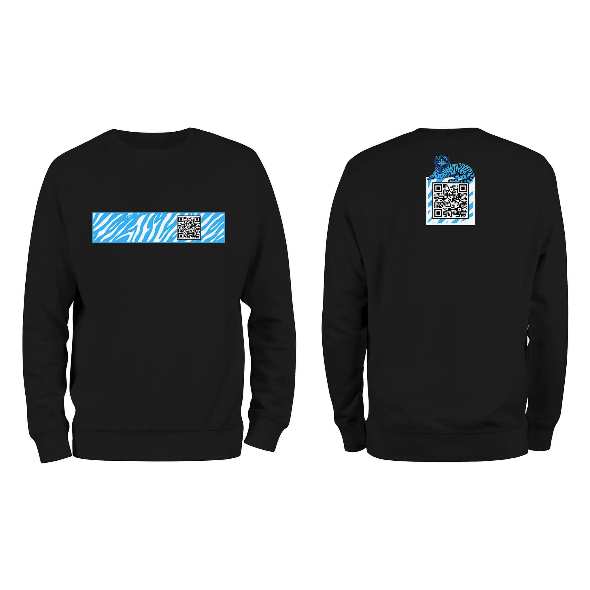 Black QR Sweatshirt-Custom QR code candles, updatable QR code candles for gifting, personalized candles with QR codes, scented candles with scannable QR codes, QR code candles for playlists and messages, custom QR code necklaces, personalized QR code jewelry, updatable QR code pendants, QR code necklaces for sharing memories, elegant QR code necklace gifts, custom QR code shorts, personalized activewear with QR codes, updatable QR code athletic shorts, QR code apparel for personal expression, trendy shorts 