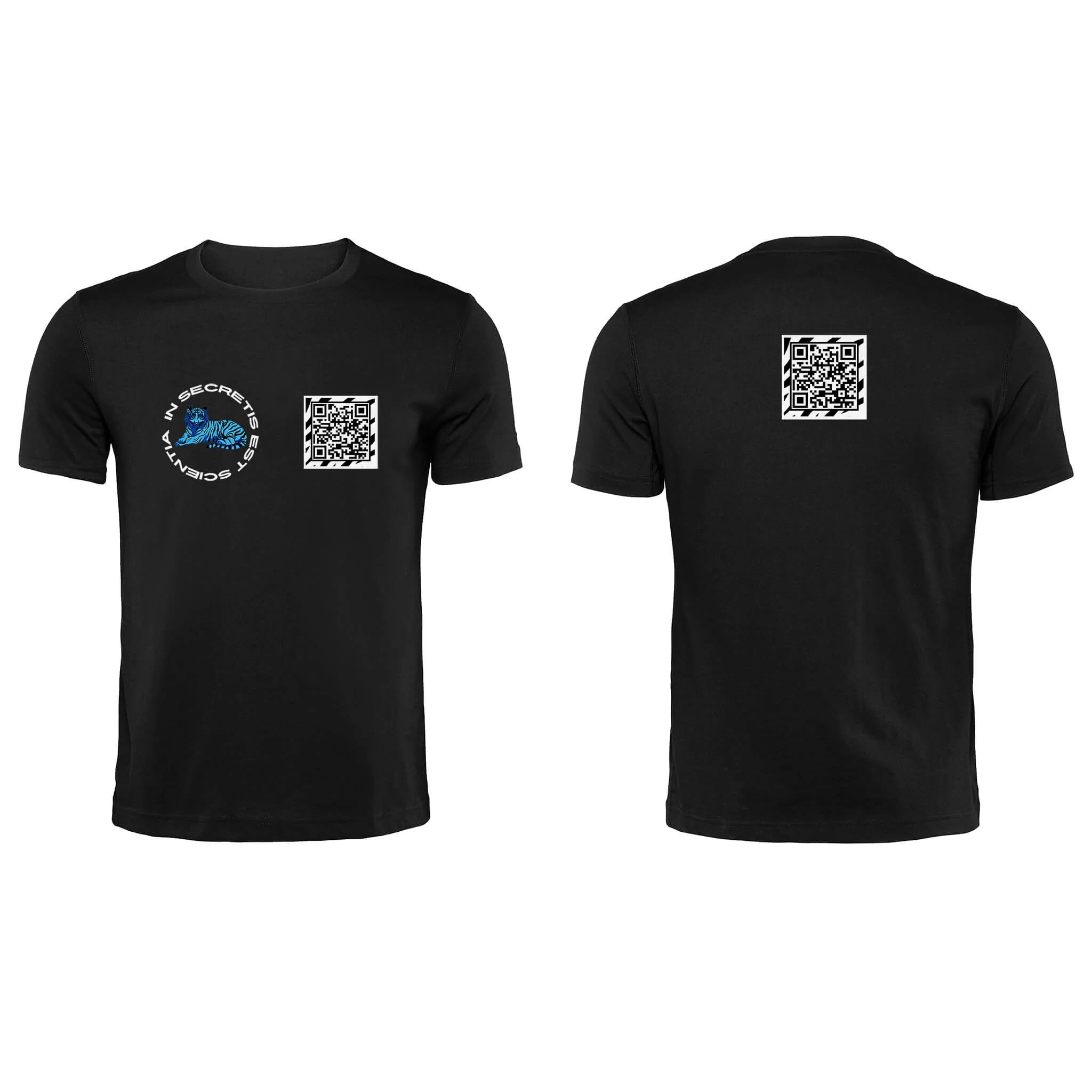 Black QR T-Shirt from RESHRD Roar collection with Front & Back Black & White design