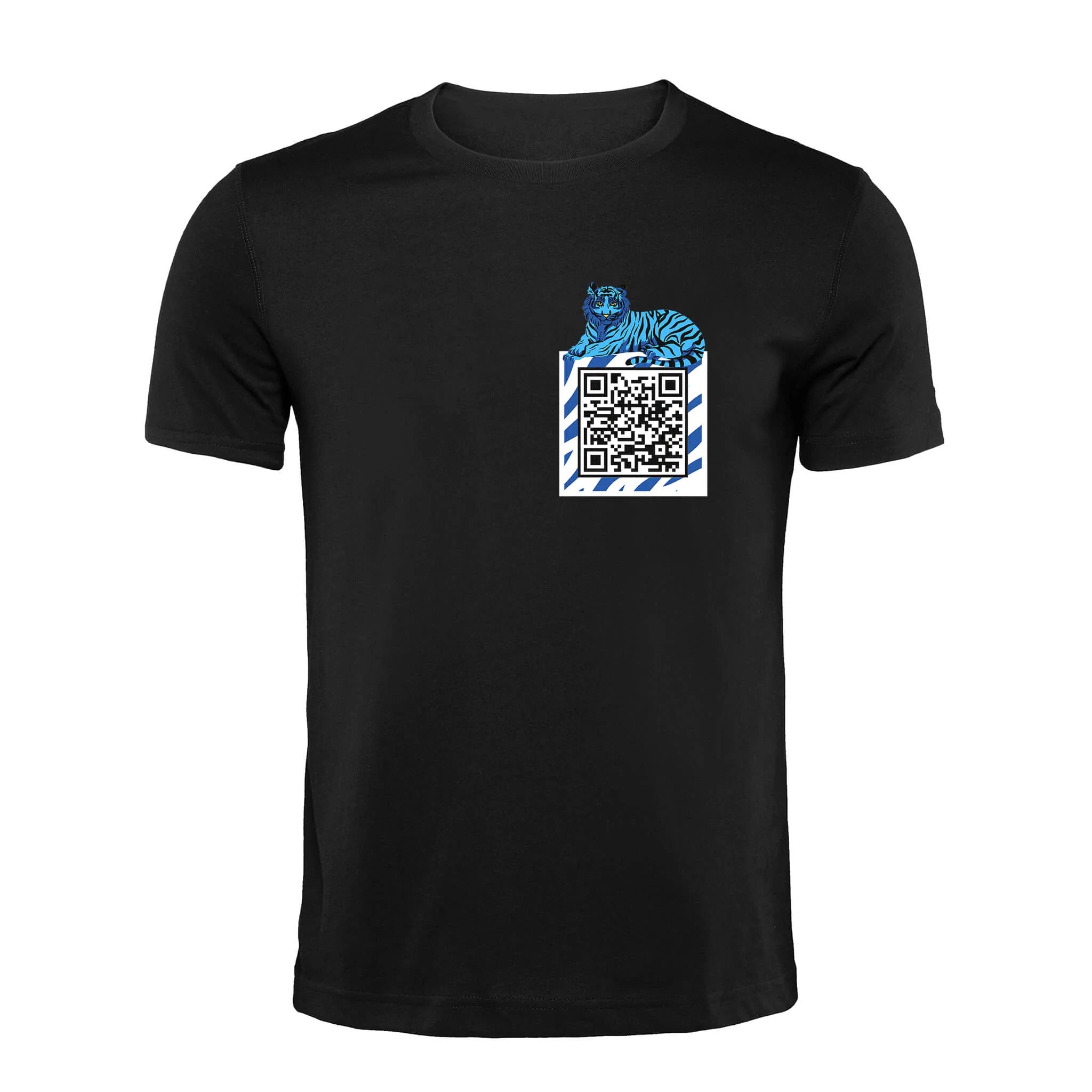 Black QR T-Shirt from RESHRD Savannah collection with Front White & Navy Blue design