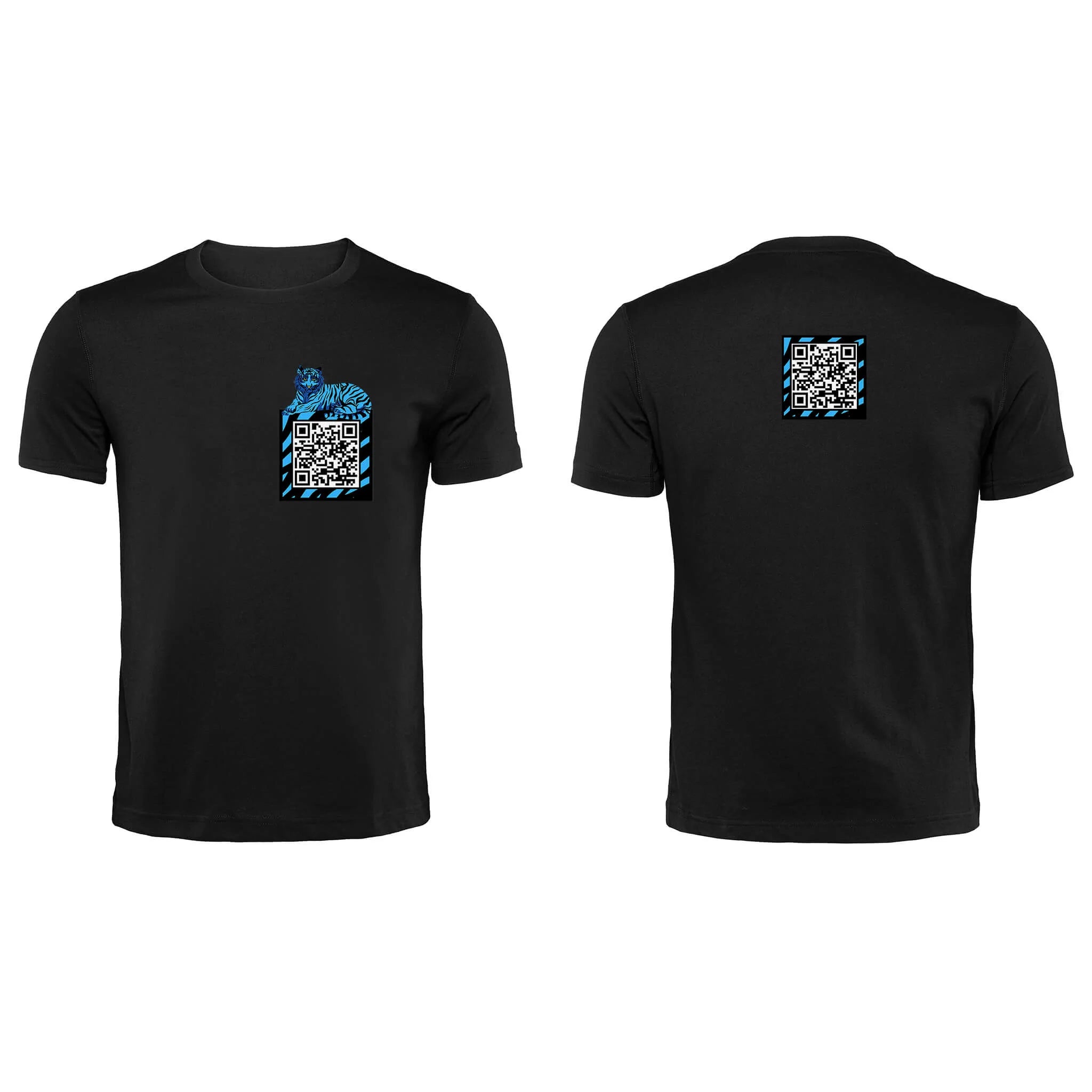 Black QR T-Shirt from RESHRD Savannah collection with Front & Back Black & Light Blue design