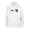 White QR Hoodie from RESHRD Roar collection with Front White & Navy Blue design