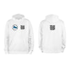 White QR Hoodie from RESHRD Roar collection with Front & Back Black & White design