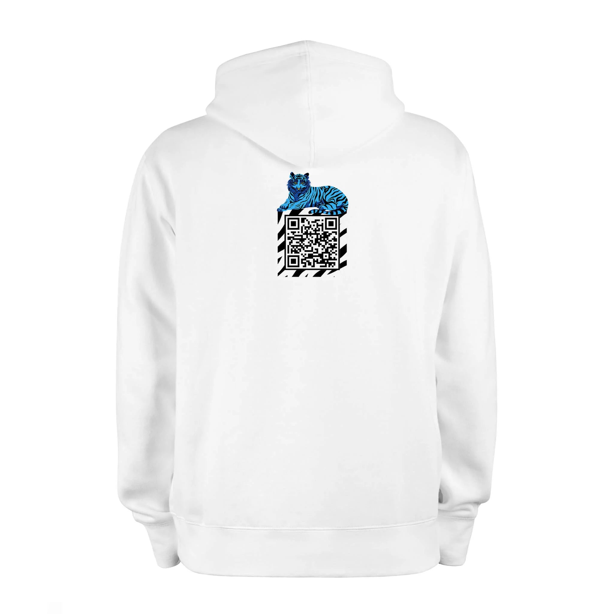 White QR Hoodie-Hoodies-RESHRD-QR Code Clothing, QR Code Clothes, QR Code Shirt, QR Code T-Shirt, QR Code Hoodies, QR Code Apparel, QR Code Platform, Custom QR Code Shirts, Custom QR Code Clothes, Custom QR Code Clothing, QR Code Shirts, QR Codes on Shirts, QR Code T-Shirts, Custom QR Code Hoodies, Funny QR Code Shirts, Interactive Apparel, RESHRD Updatable QR Clothing, One day at a time Tshirt, Custom QR code candles, Updatable QR code candles for gifting, Personalized candles with QR codes, Scented candle