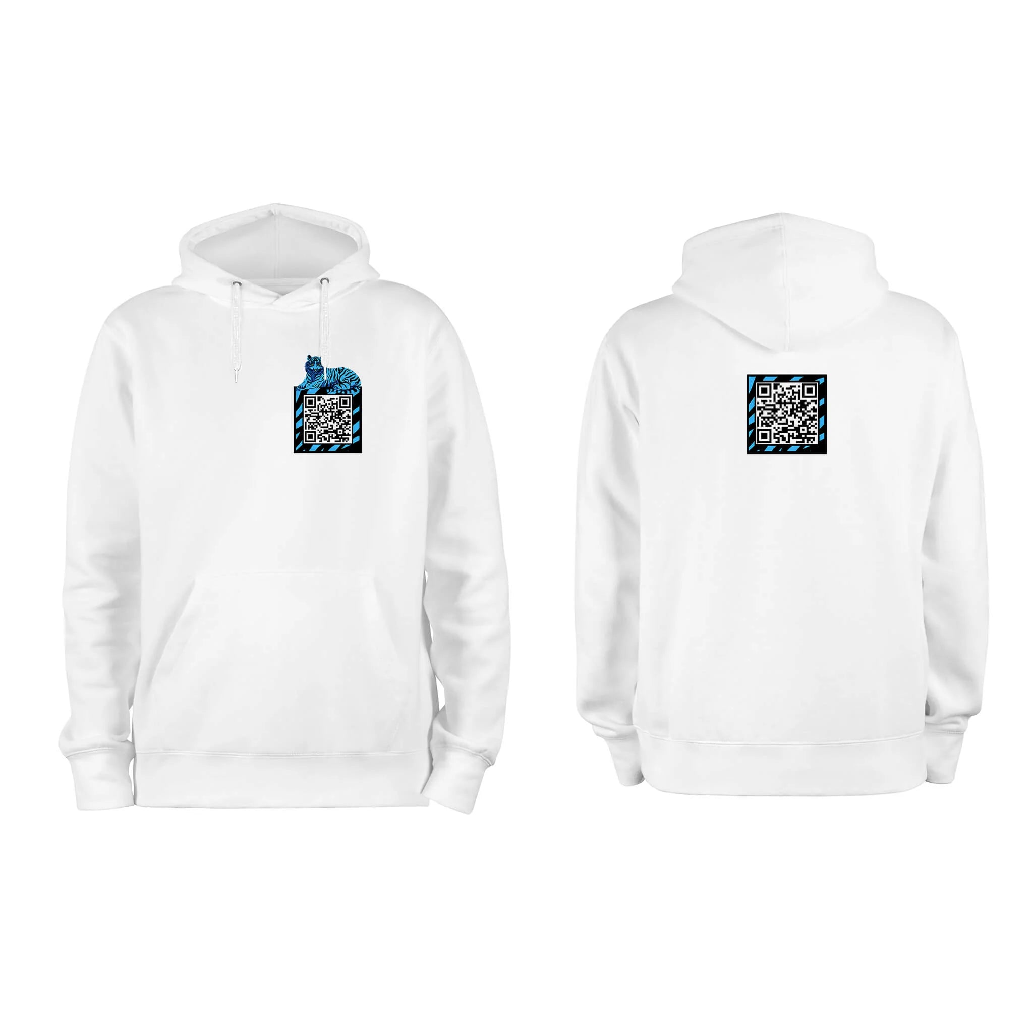White QR Hoodie-Hoodies-RESHRD-QR Code Clothing, QR Code Clothes, QR Code Shirt, QR Code T-Shirt, QR Code Hoodies, QR Code Apparel, QR Code Platform, Custom QR Code Shirts, Custom QR Code Clothes, Custom QR Code Clothing, QR Code Shirts, QR Codes on Shirts, QR Code T-Shirts, Custom QR Code Hoodies, Funny QR Code Shirts, Interactive Apparel, RESHRD Updatable QR Clothing, One day at a time Tshirt, Custom QR code candles, Updatable QR code candles for gifting, Personalized candles with QR codes, Scented candle