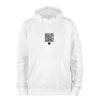 White QR Streetwear Hoodie from RESHRD Explorer Collection with Front Central Emblem