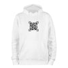 White QR Streetwear Hoodie from RESHRD Scanner Collection with Front Central Design