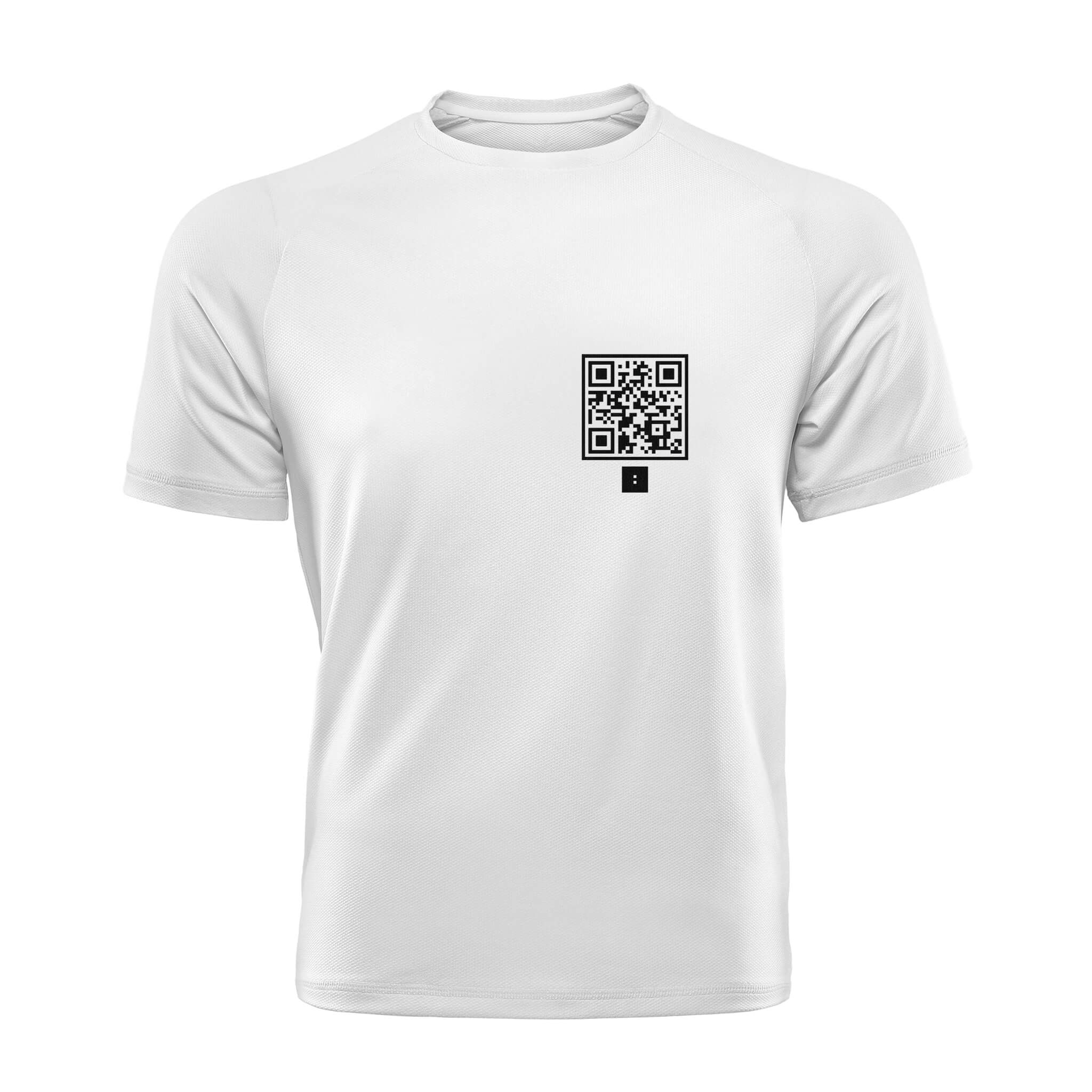 White QR Streetwear T-Shirt from RESHRD Explorer Collection with Front Chest Emblem