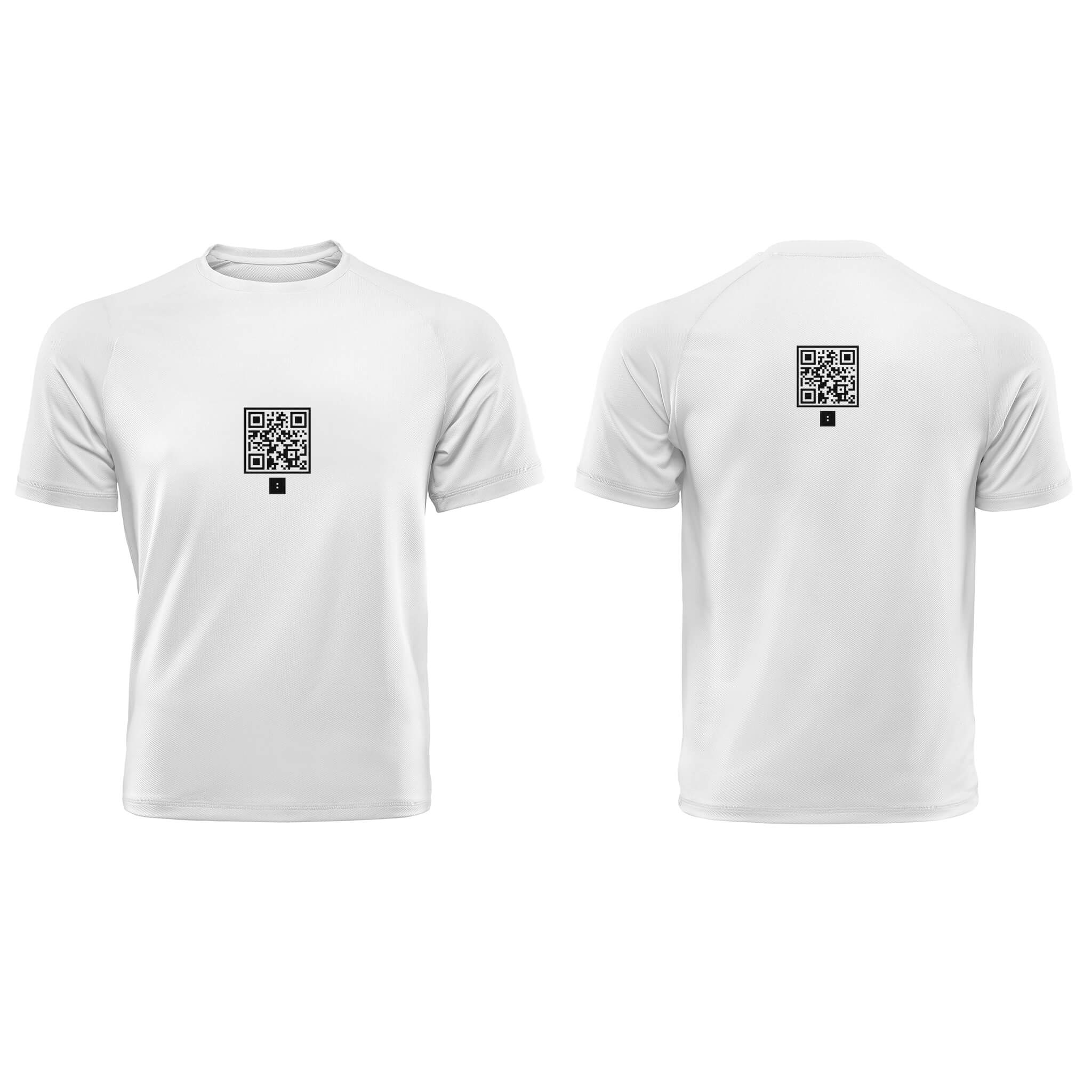 White QR Streetwear T-Shirt from RESHRD Explorer Collection with Front & Back Central Emblem
