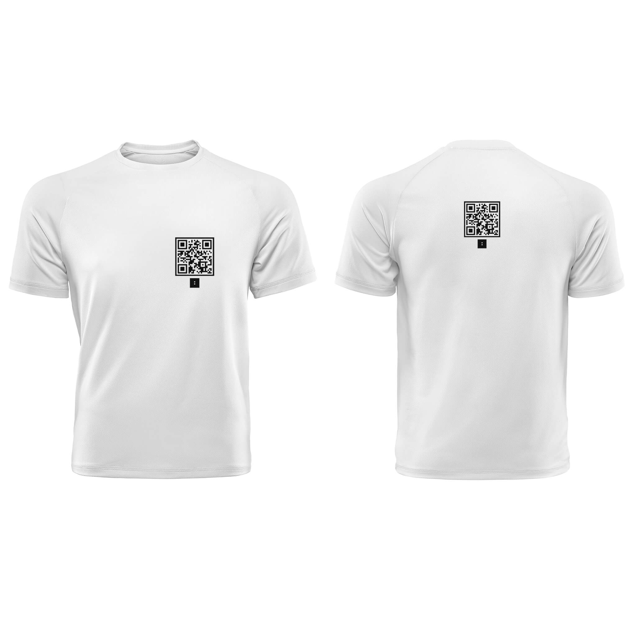 White QR Streetwear T-Shirt from RESHRD Explorer Collection with Front & Back Chest Emblem