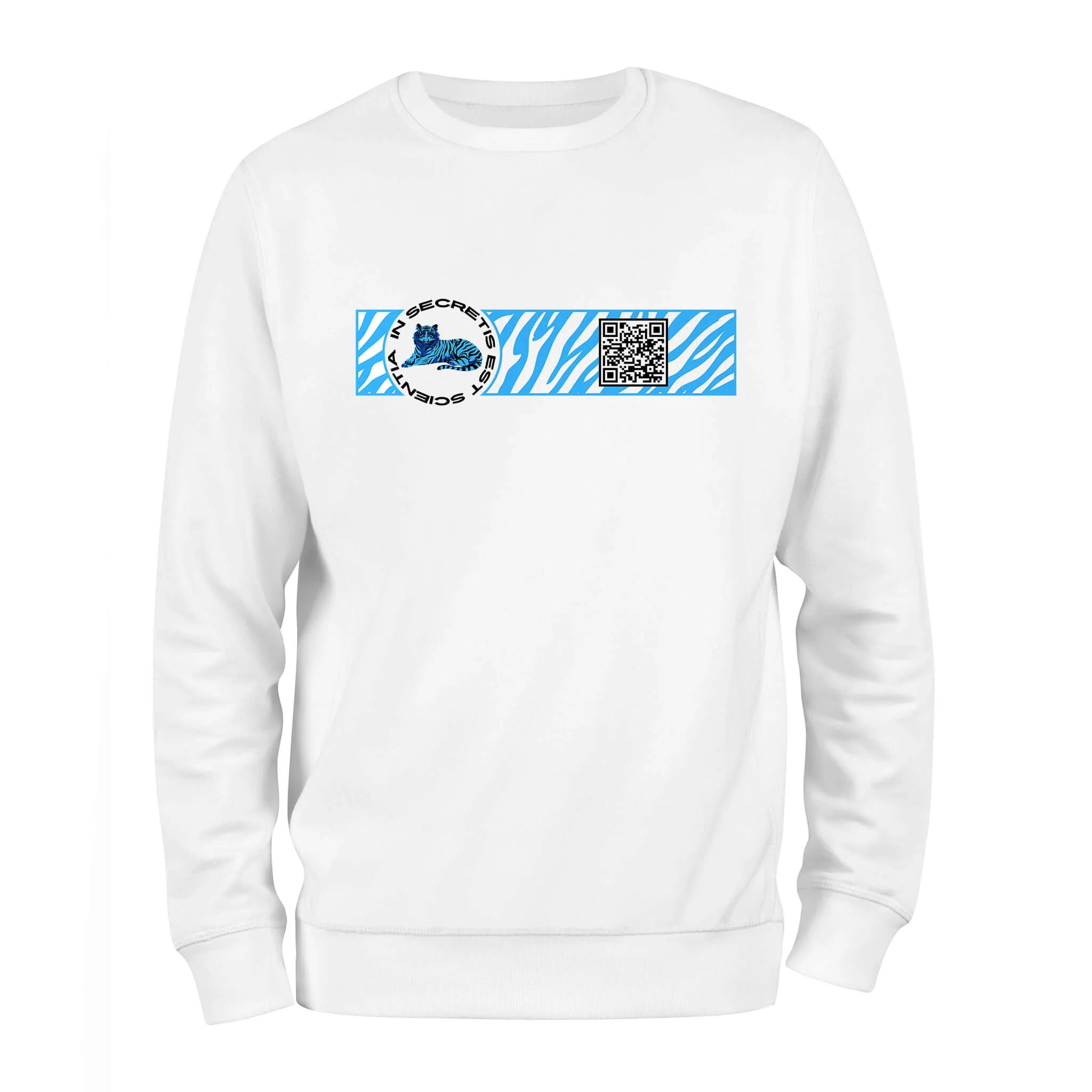 White QR Sweatshirt from RESHRD Camouflage collection with Front White & Light Blue design