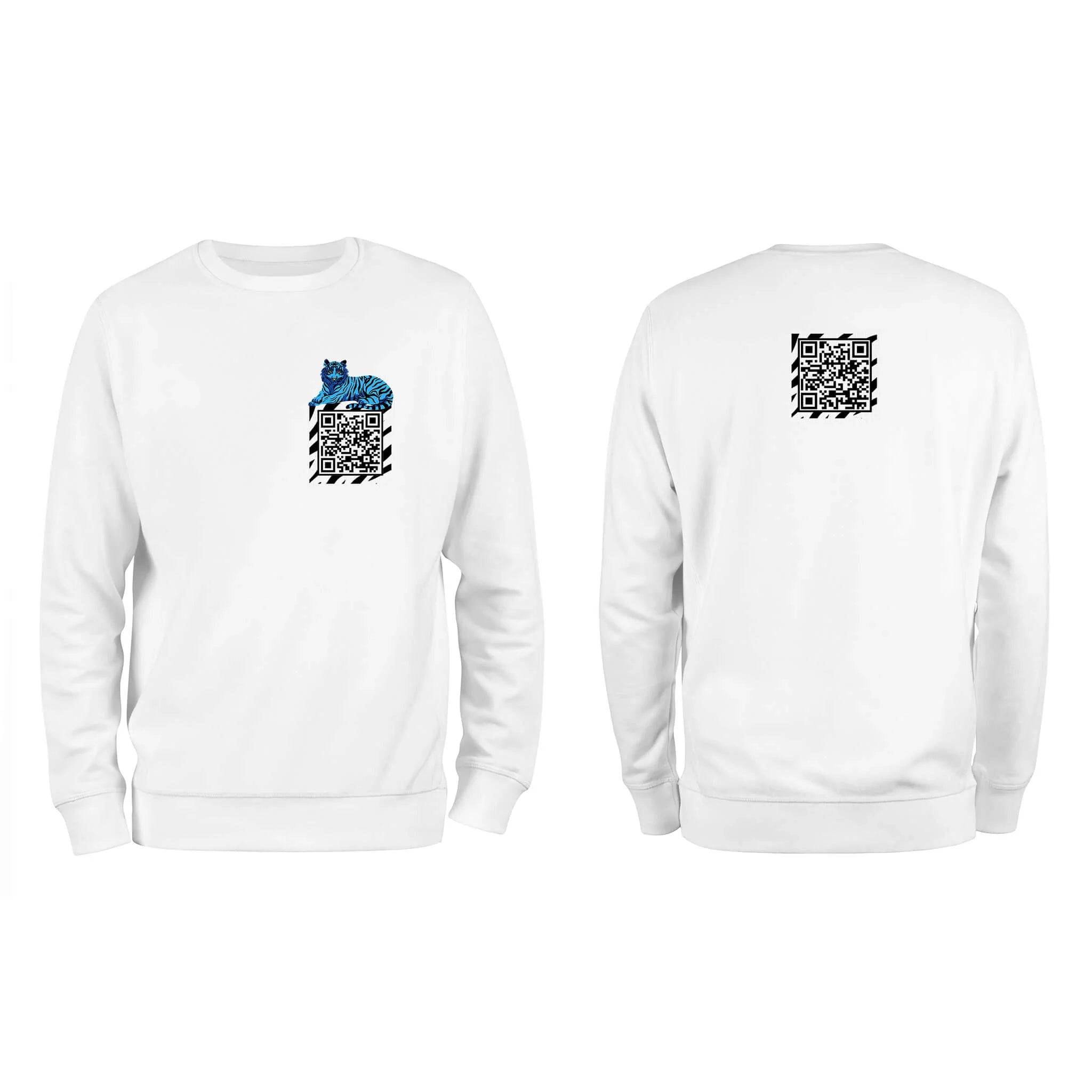 White QR Sweatshirt from RESHRD Savannah collection with Front & Back Black & White design