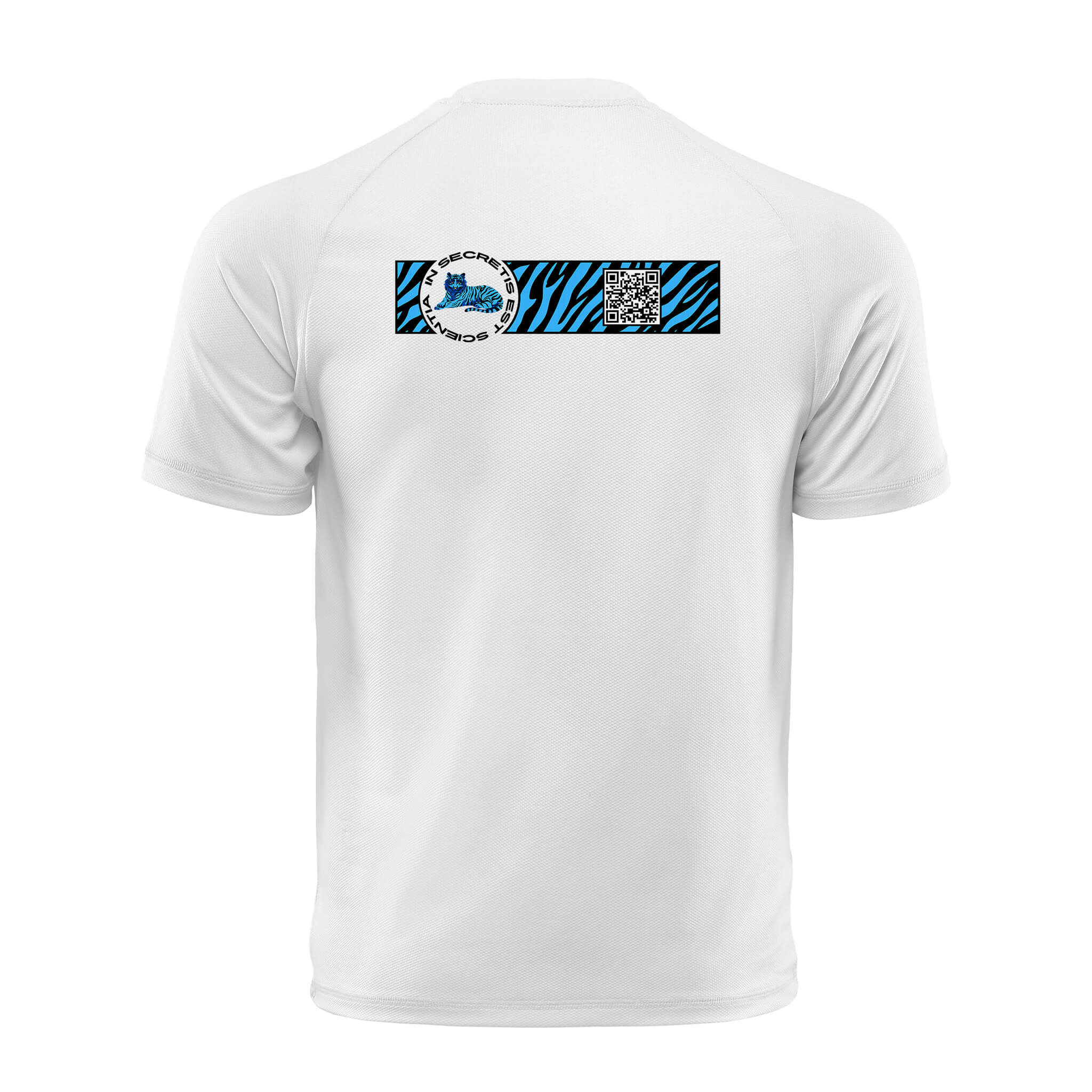 White QR T-Shirt from RESHRD Camouflage collection with Back Black & Light Blue design