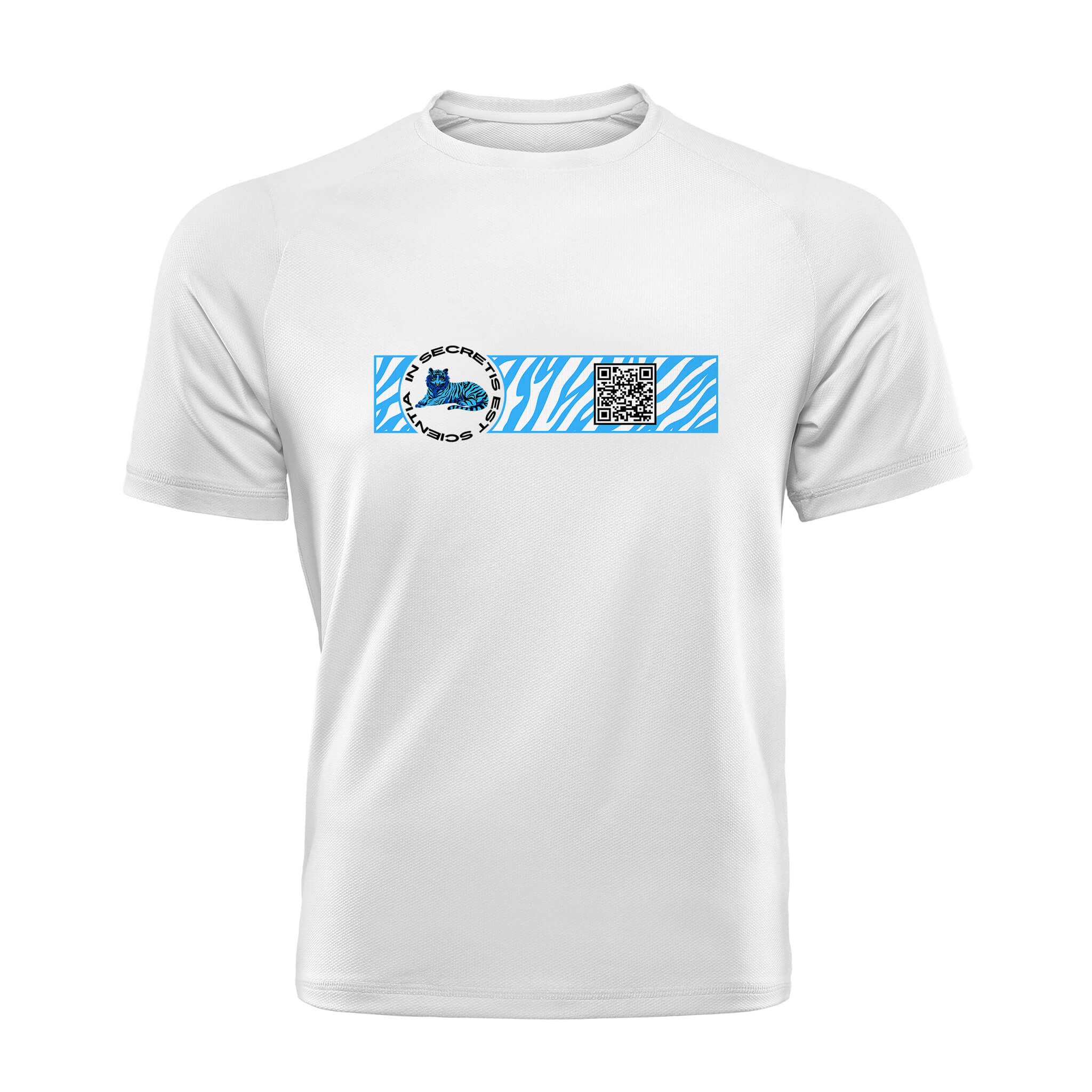 White QR T-Shirt from RESHRD Camouflage collection with Front White & Light Blue design