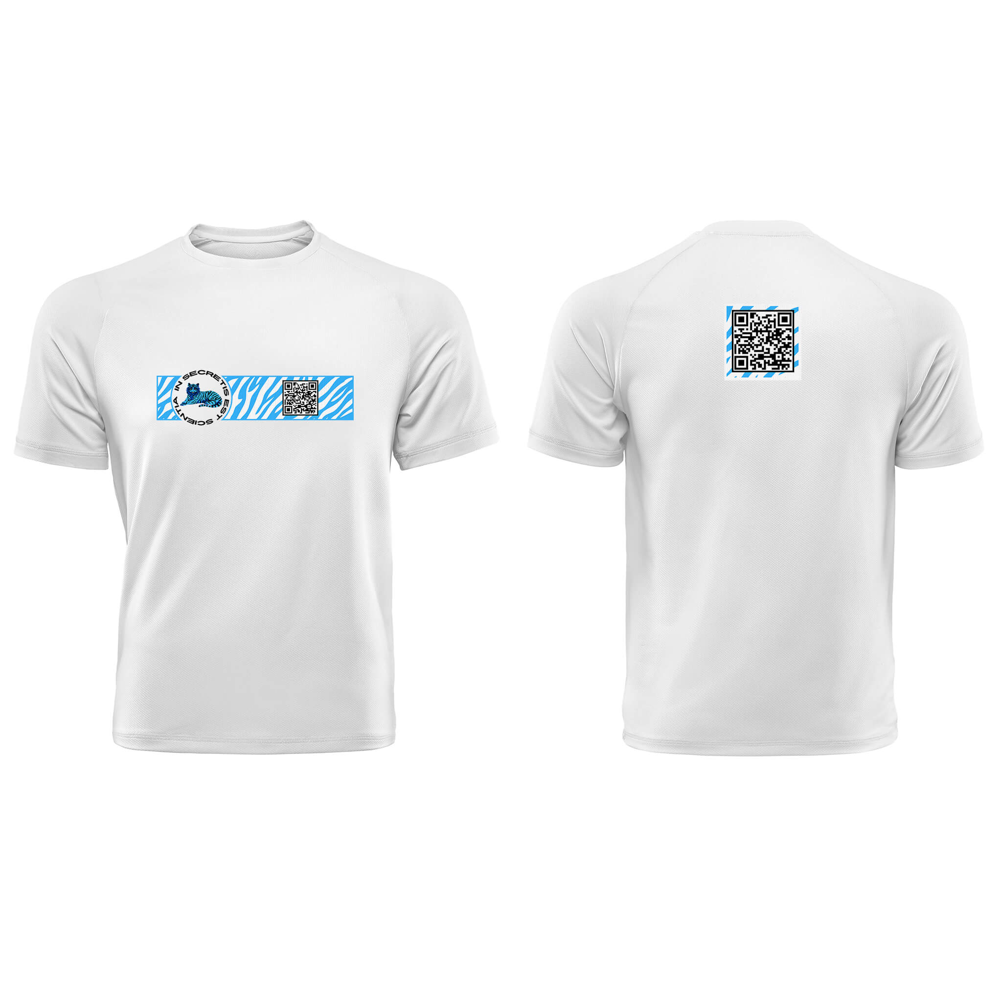 White QR T-Shirt from RESHRD Camouflage collection with Front & Back White & Light Blue design