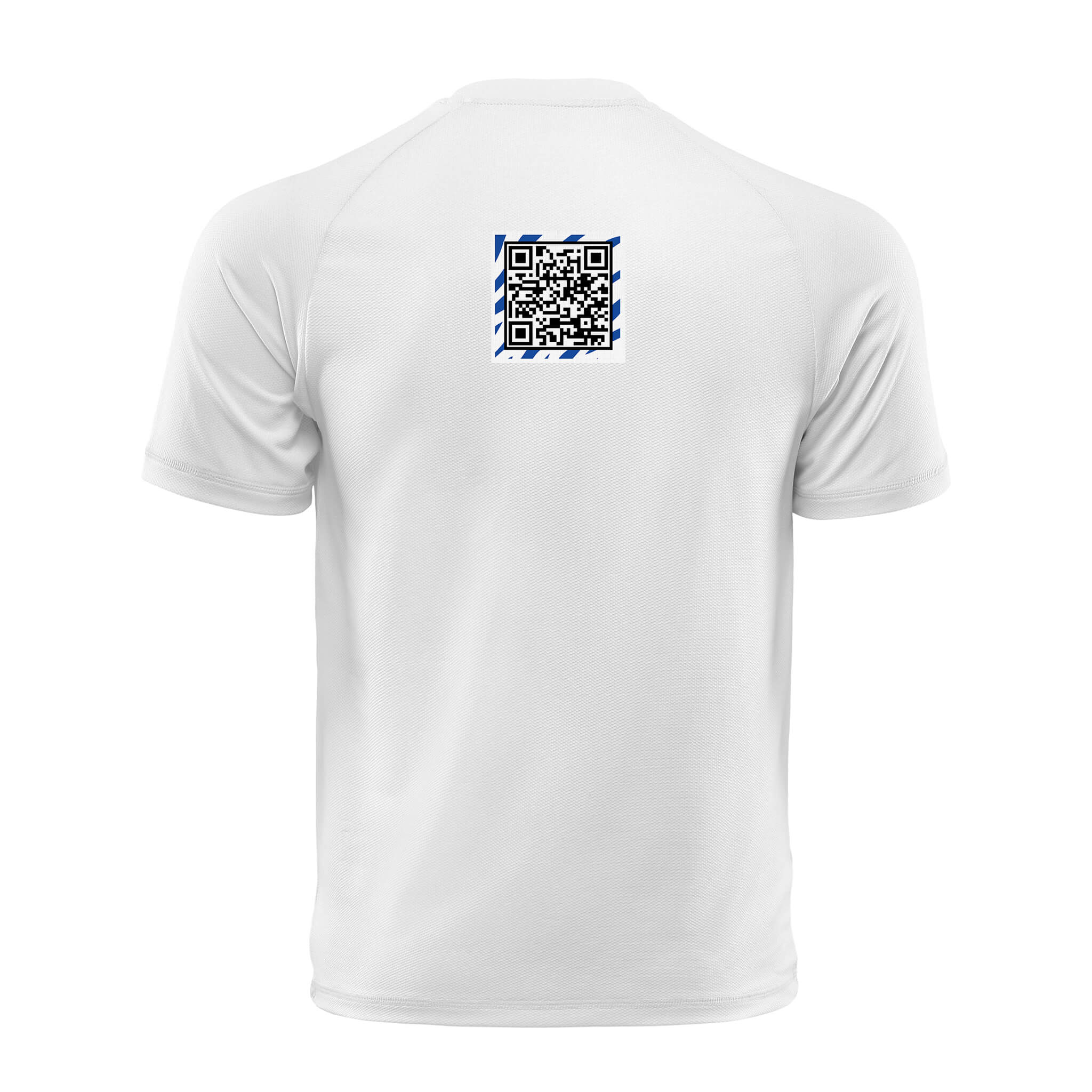 White QR T-Shirt from RESHRD Jungle collection with Back White & Navy Blue design