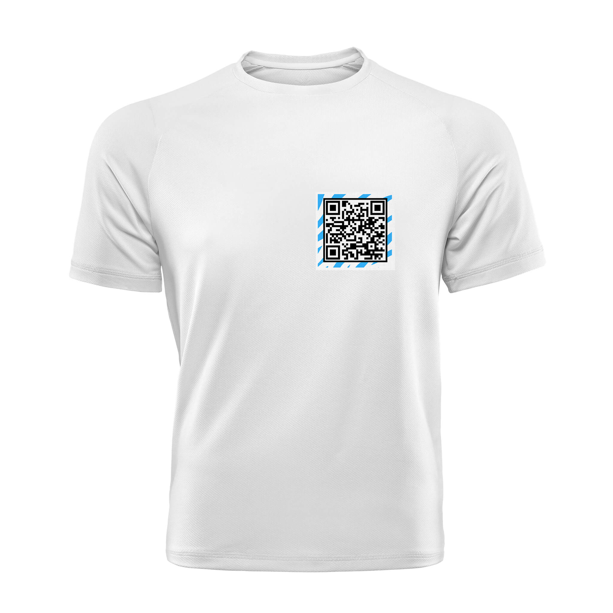 White QR T-Shirt from RESHRD Jungle collection with Front White & Light Blue design