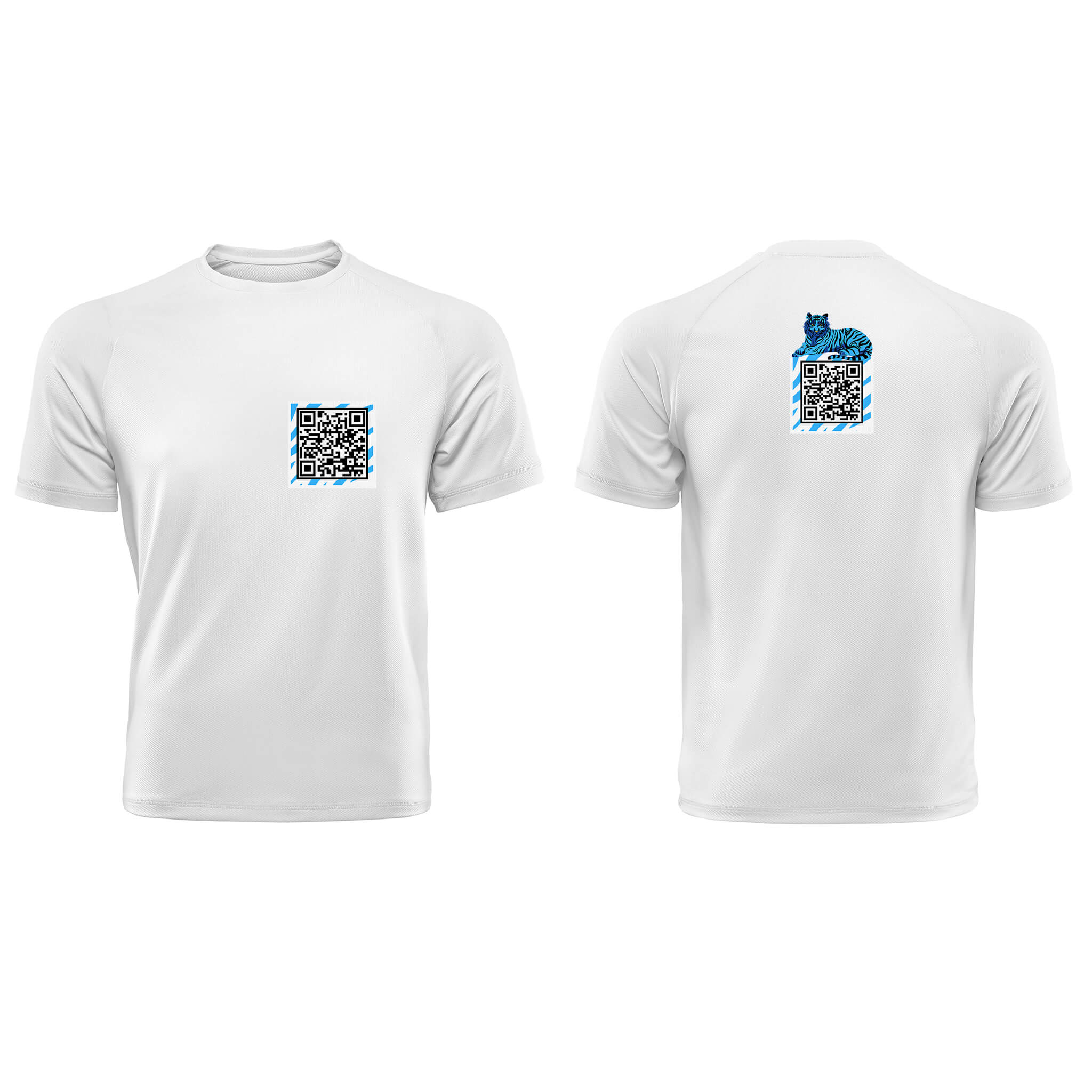 White QR T-Shirt from RESHRD Jungle collection with Front & Back White & Light Blue design