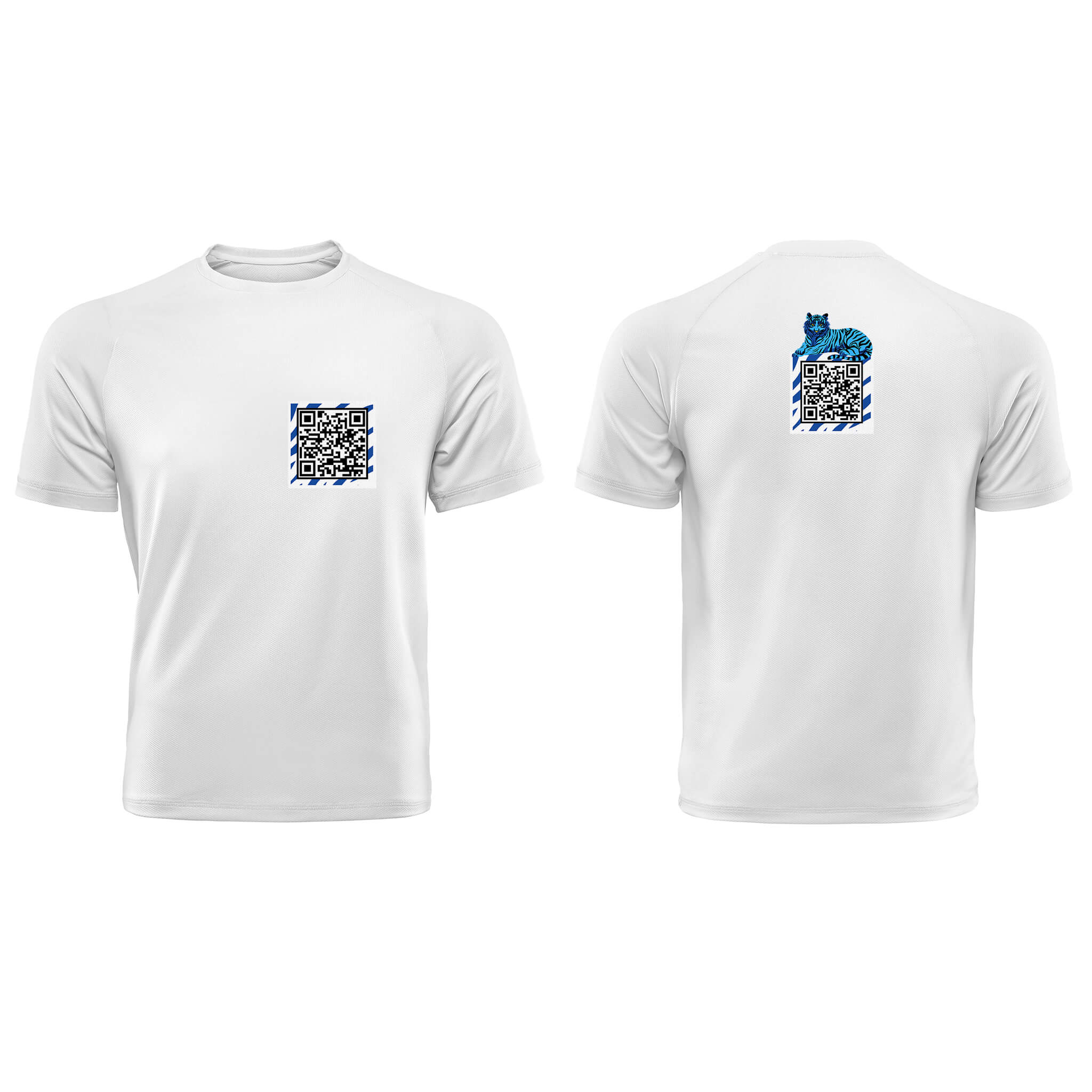 White QR T-Shirt from RESHRD Jungle collection with Front & Back White & Navy Blue design