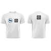 White QR T-Shirt from RESHRD Roar collection with Front & Back Black & Light Blue design