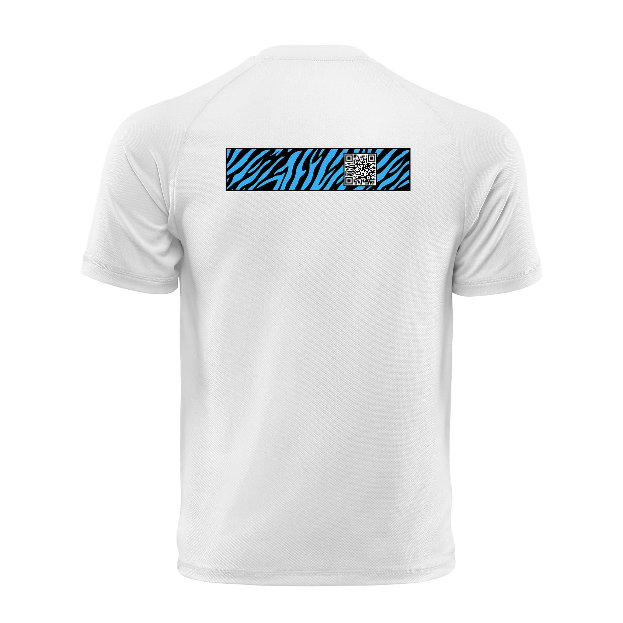 White QR T-Shirt from RESHRD Stripe collection with Back Black & Light Blue design