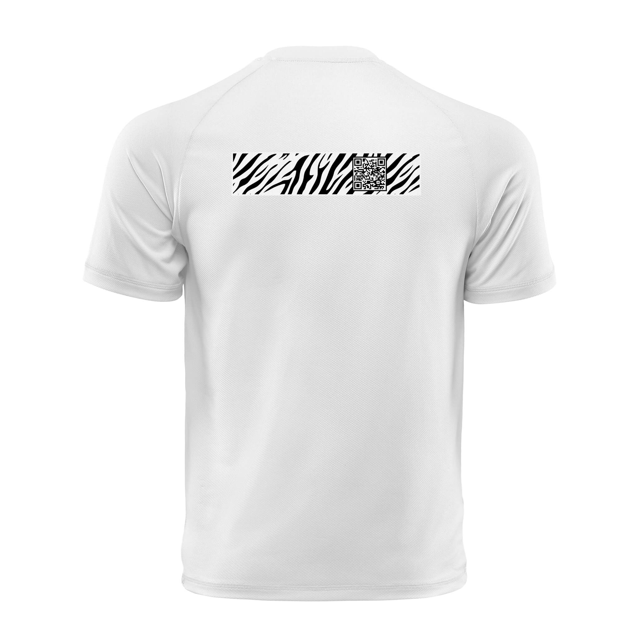 White QR T-Shirt from RESHRD Stripe collection with Back Black & White design