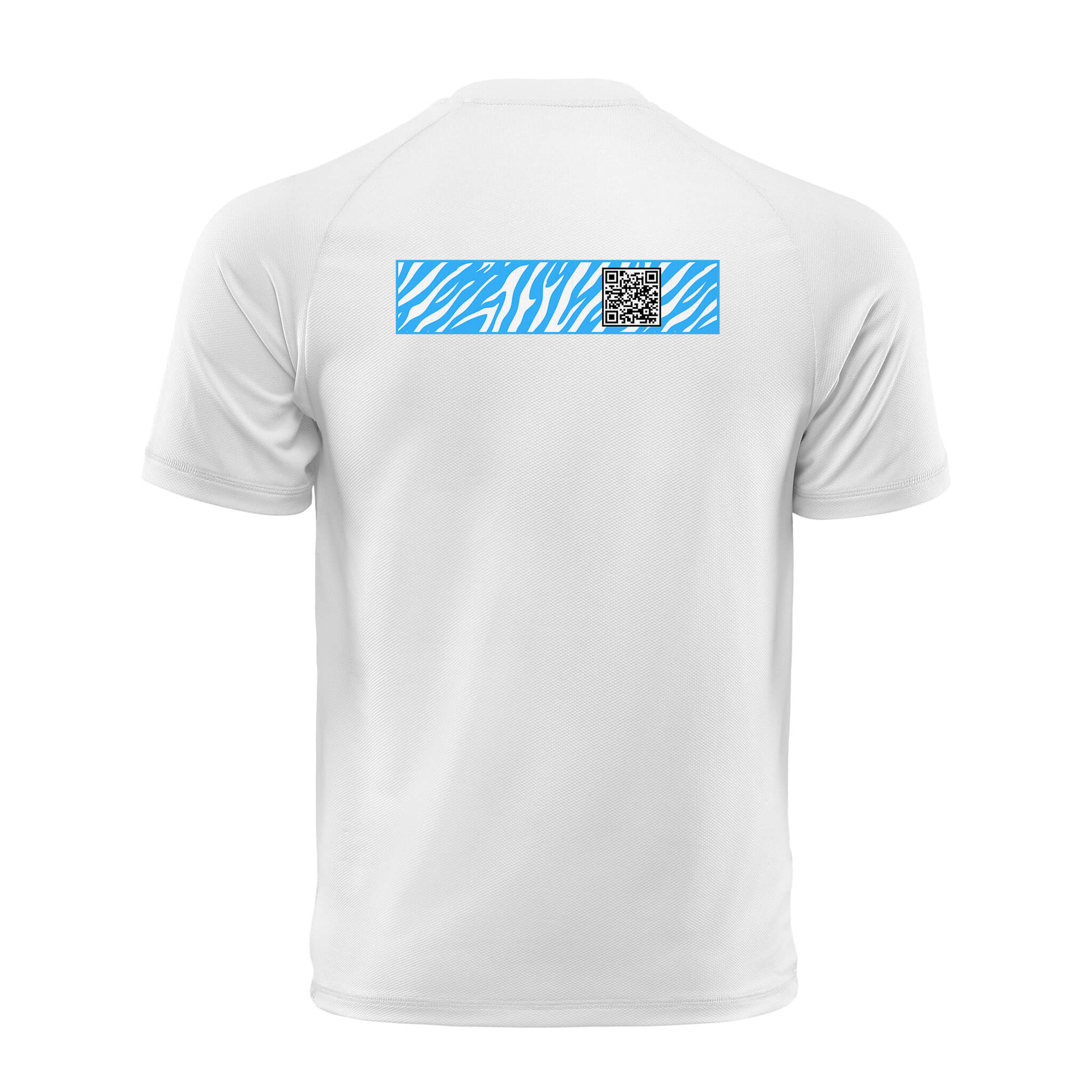 White QR T-Shirt from RESHRD Stripe collection with Back White & Light Blue design