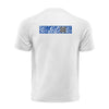 White QR T-Shirt from RESHRD Stripe collection with Back White & Navy Blue design